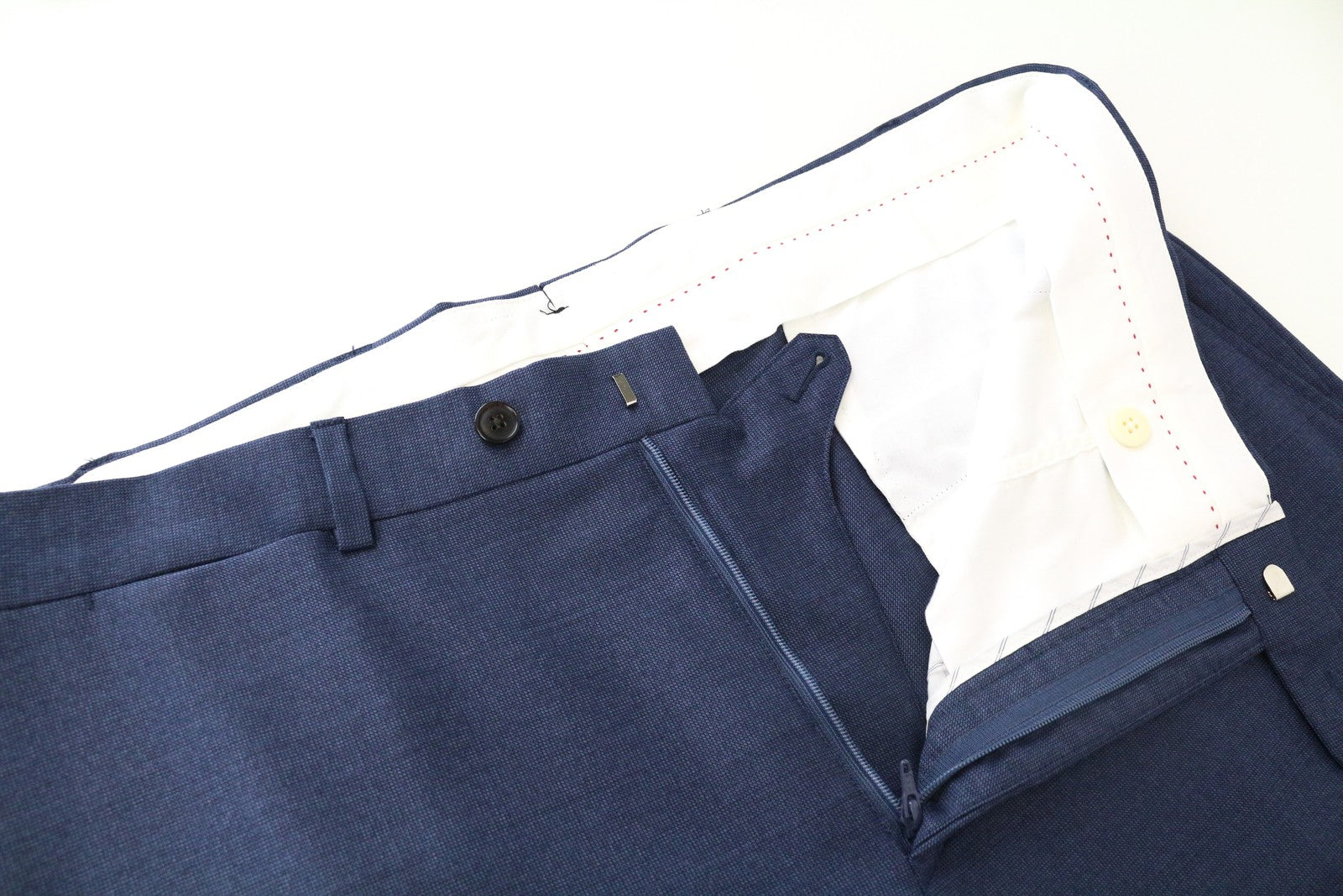 SUITSUPPLY Sienna UK42S Blue Wool Pleated Trousers Men's Slit Pocket Pants