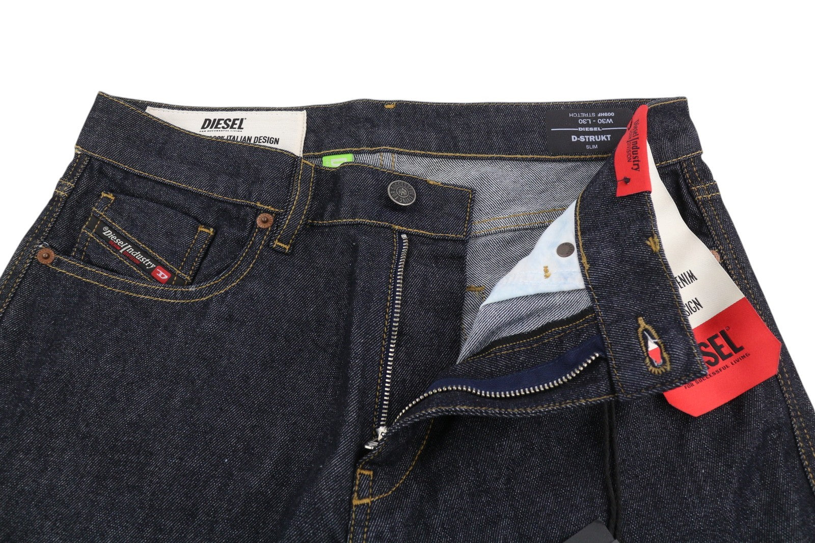 DIESEL D-Strukt 009HF vyriški džinsai W30/L30 ploni, tamprūs, tamsiai mėlyni, su užtrauktuku, rekomenduojama kaina – 160 € 