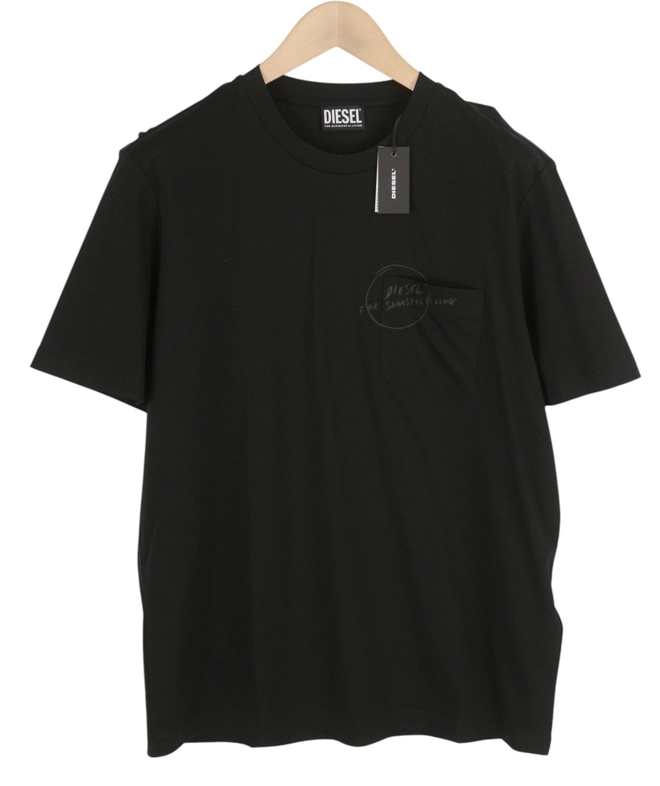 DIESEL T-Just-Worky vyriški marškinėliai su apvalia kaklu ir trumpomis rankovėmis, juodi, medvilniniai trikotažiniai marškinėliai M