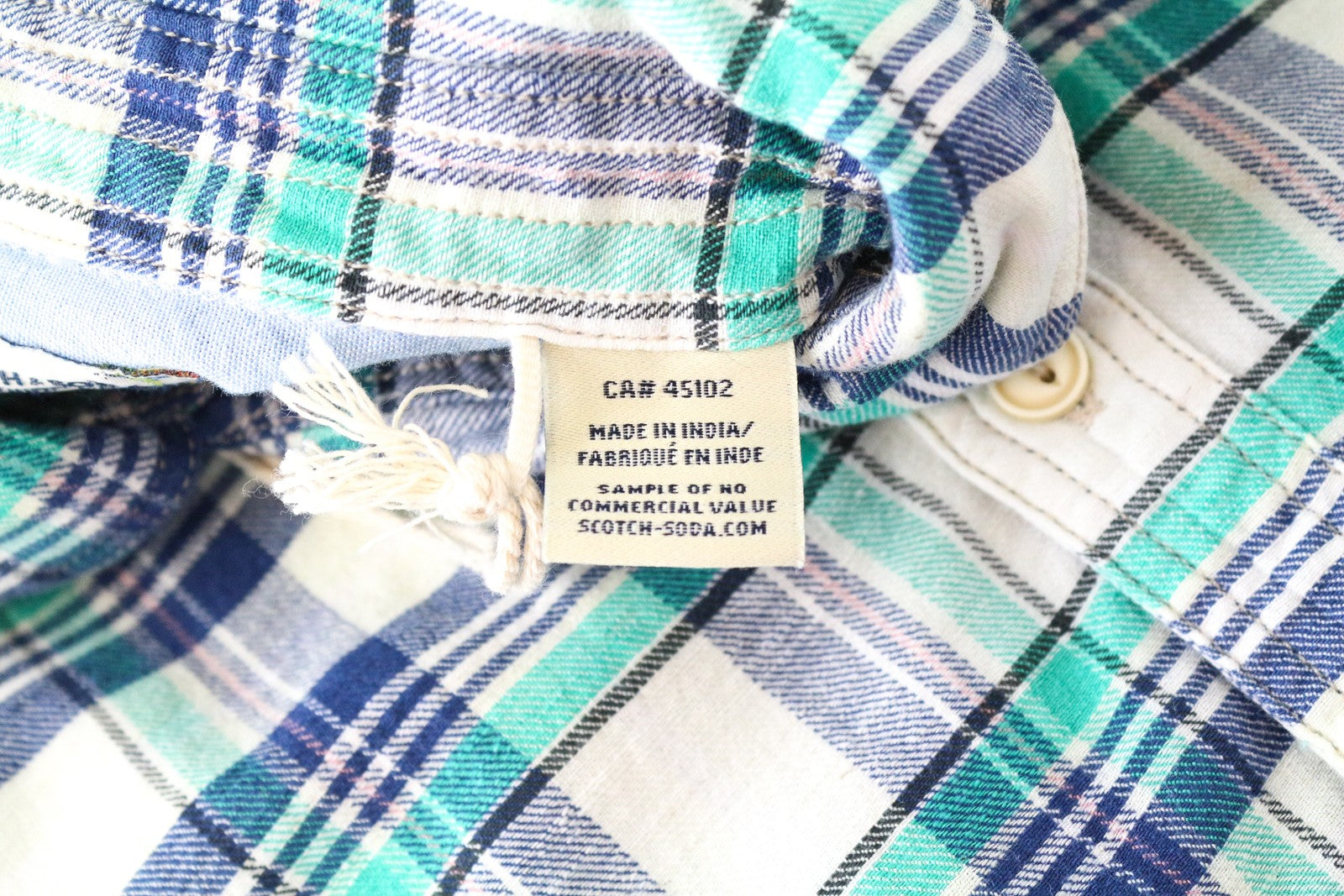 SCOTCH & SODA Couture Shirt Men's ~M Blue Green Checked Long Sleeve Buttoned