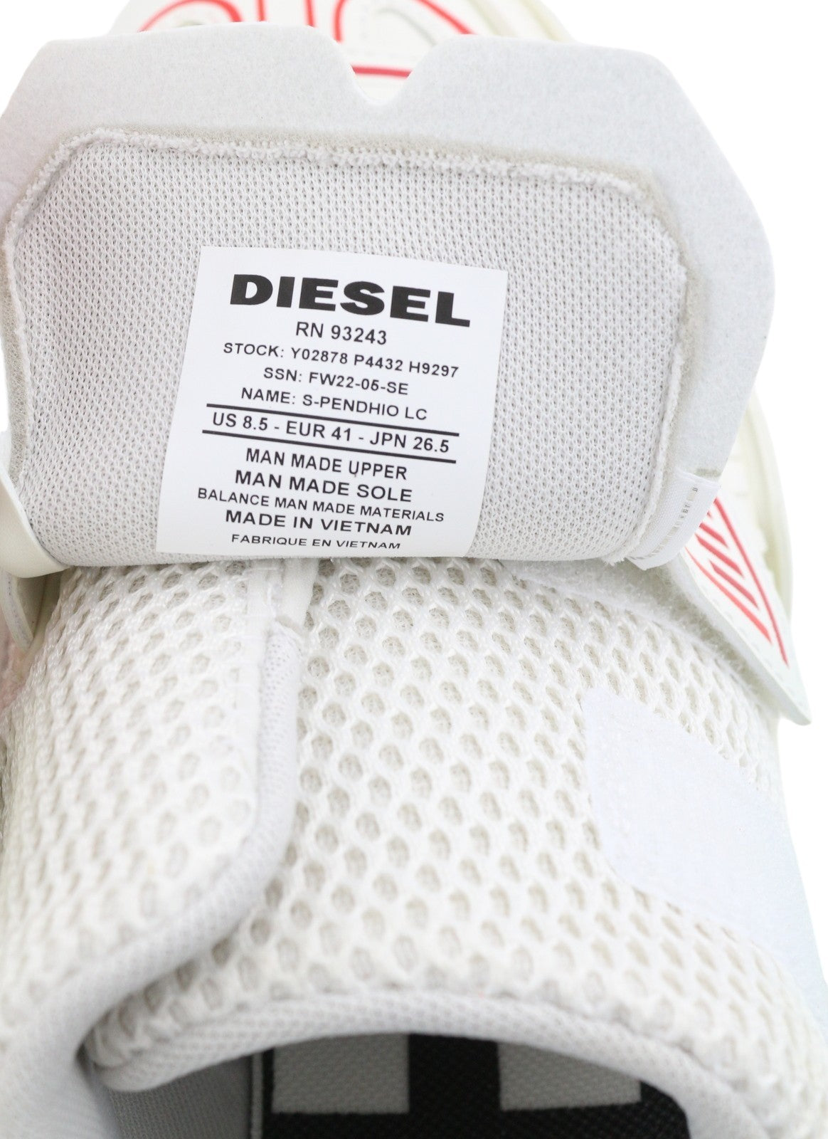 DIESEL S-Pendhio Lc vyriški sportbačiai, balti, migdolų spalvos, žemakulniai, EU41, su užtrauktuku, RRP 295 € 