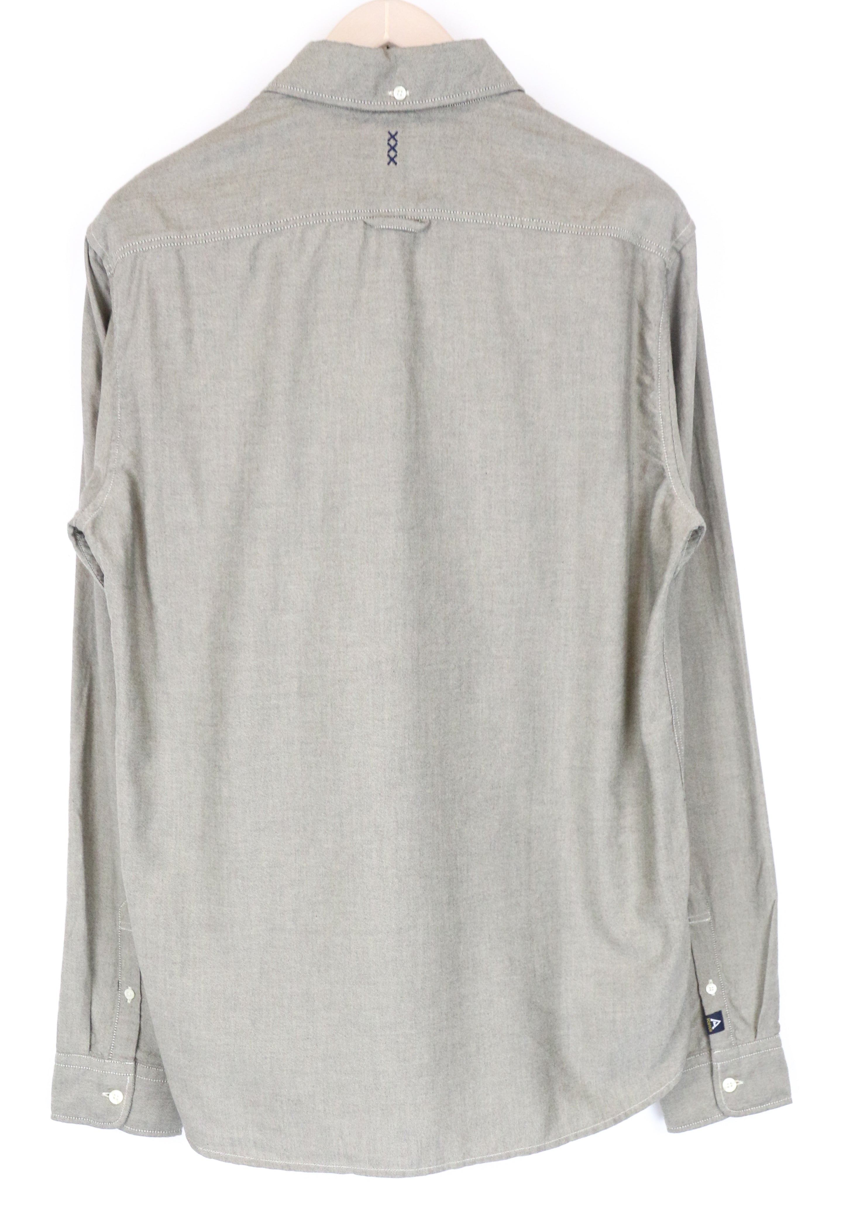 SCOTCH & SODA Ams Blauw Shirt Men's ~XL Long Sleeve Green B Patch Button-Up