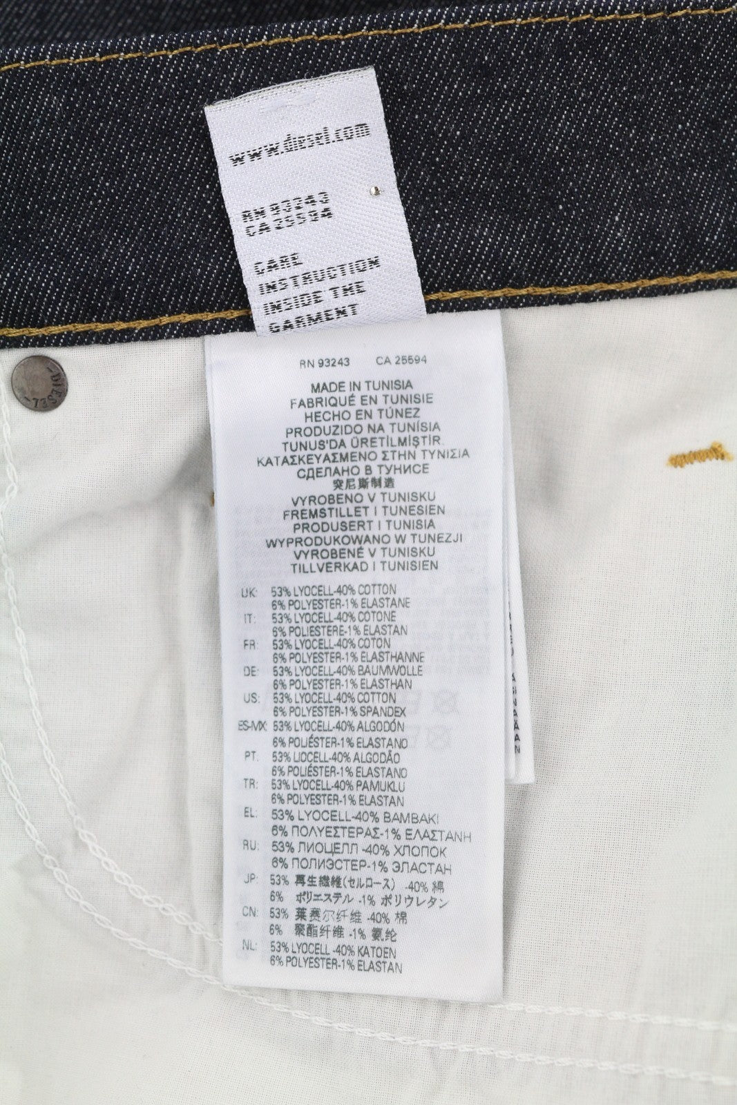 DIESEL D-Strukt 009HF vyriški džinsai W34/L34 Slim Fit su tampriu užtrauktuku, tamsiai mėlyni 