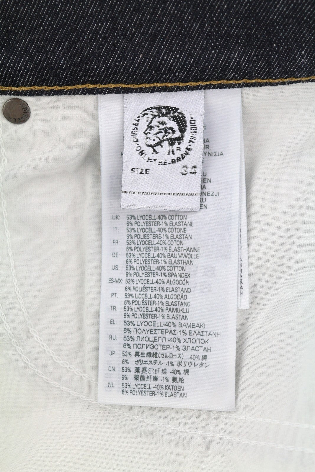 DIESEL D-Strukt 009HF vyriški džinsai W34/L34 Slim Fit su tampriu užtrauktuku, tamsiai mėlyni 