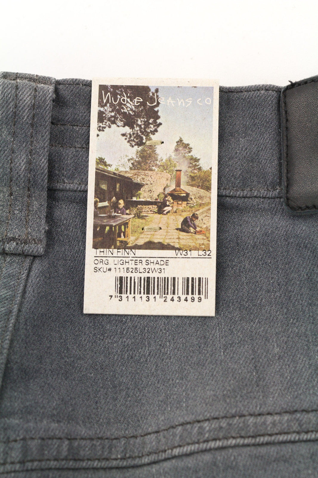 NUDIE JEANS Thin Finn Men Jeans W31/L32 Slim Fit Grey Cotton Elastane Wash