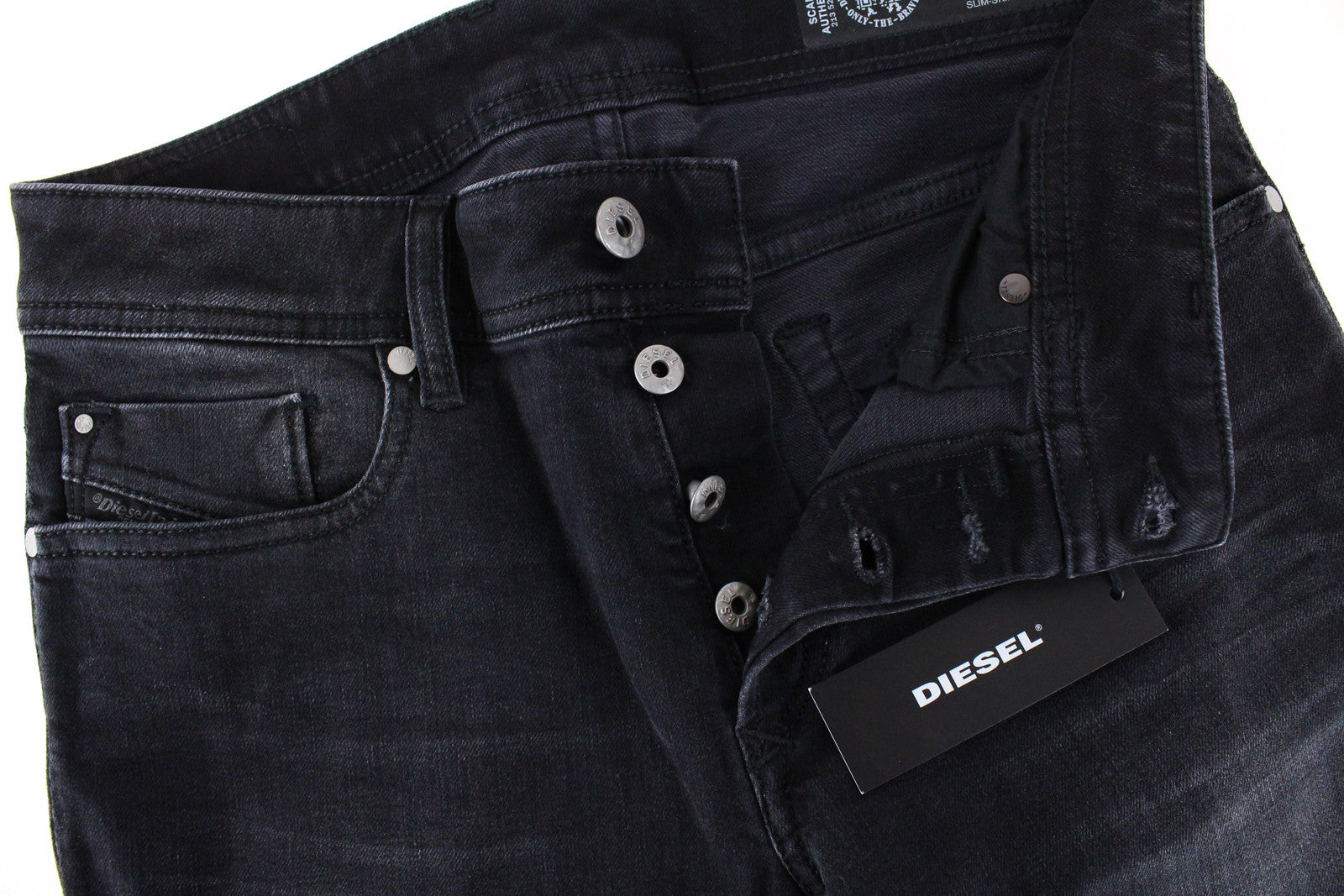 DIESEL vyriški „Troxer R6T80“ džinsai, W27/L30, ploni, tamprūs, pilki, medvilniniai 