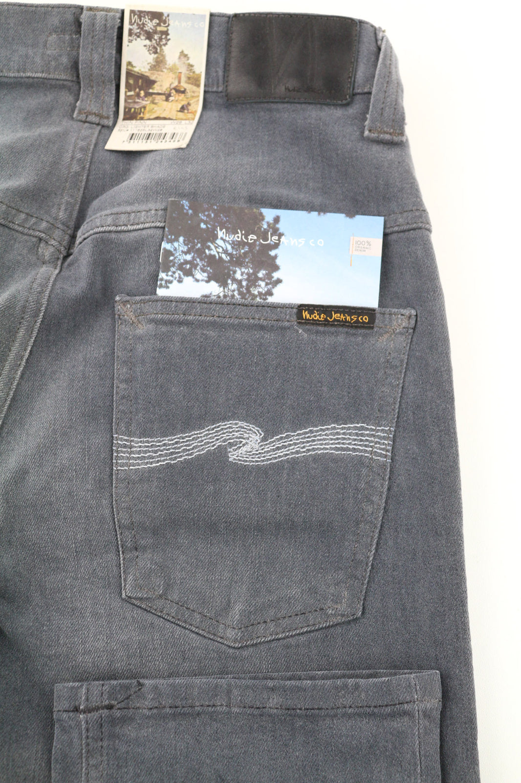 NUDIE JEANS Thin Finn Men Jeans W28/L32 Slim Casual Washed Grey Cotton Stretch