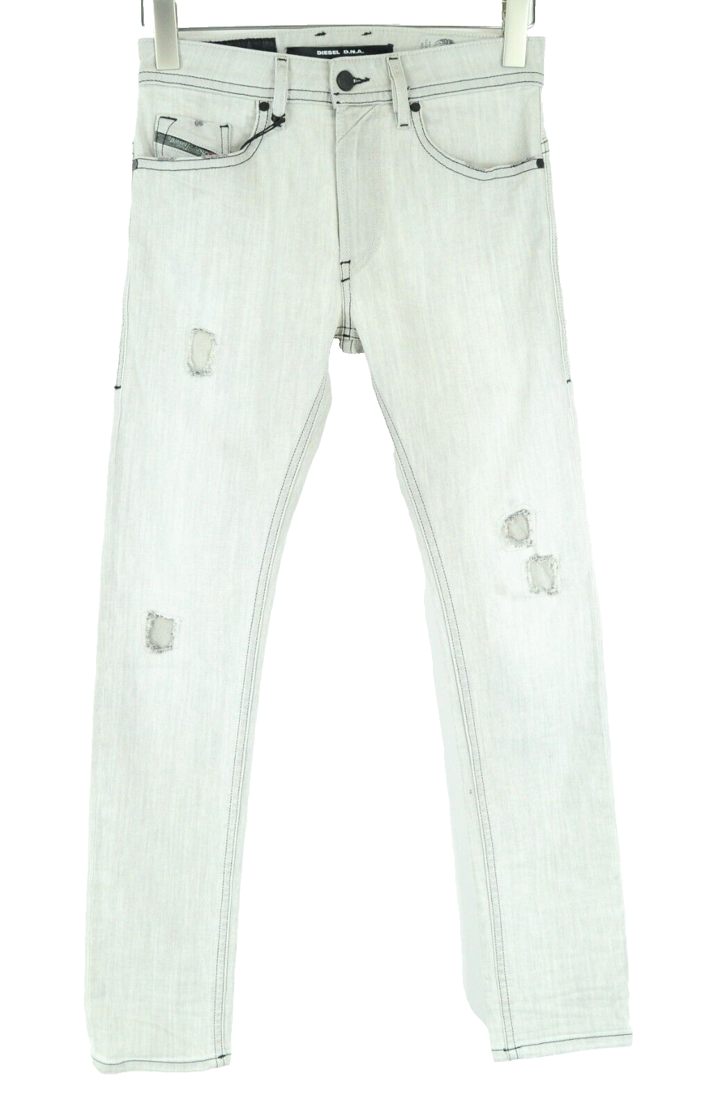 DIESEL Thommer 0676M vyriški džinsai W27/L30 Slim Skinny Ripped pilki tamprūs 