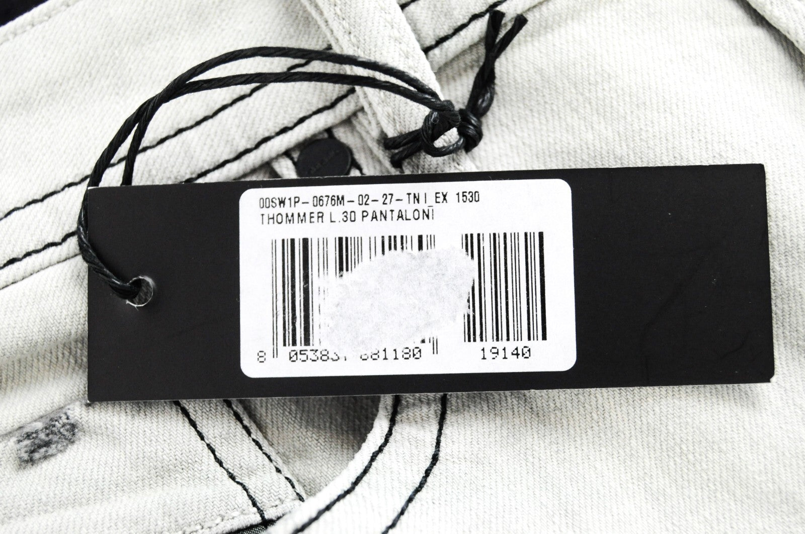 DIESEL Thommer 0676M vyriški džinsai W27/L30 Slim Skinny Ripped pilki tamprūs 