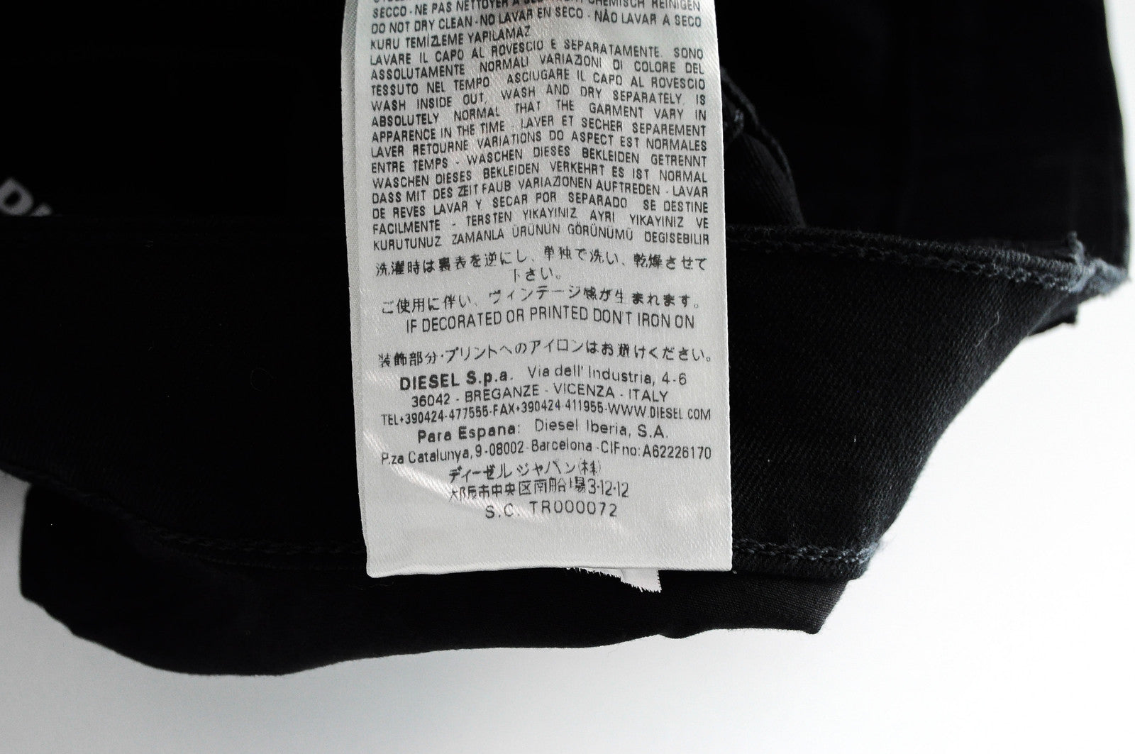 Men's DIESEL Jiffery Trousers W27 Black Cotton Stretch Straight Fit