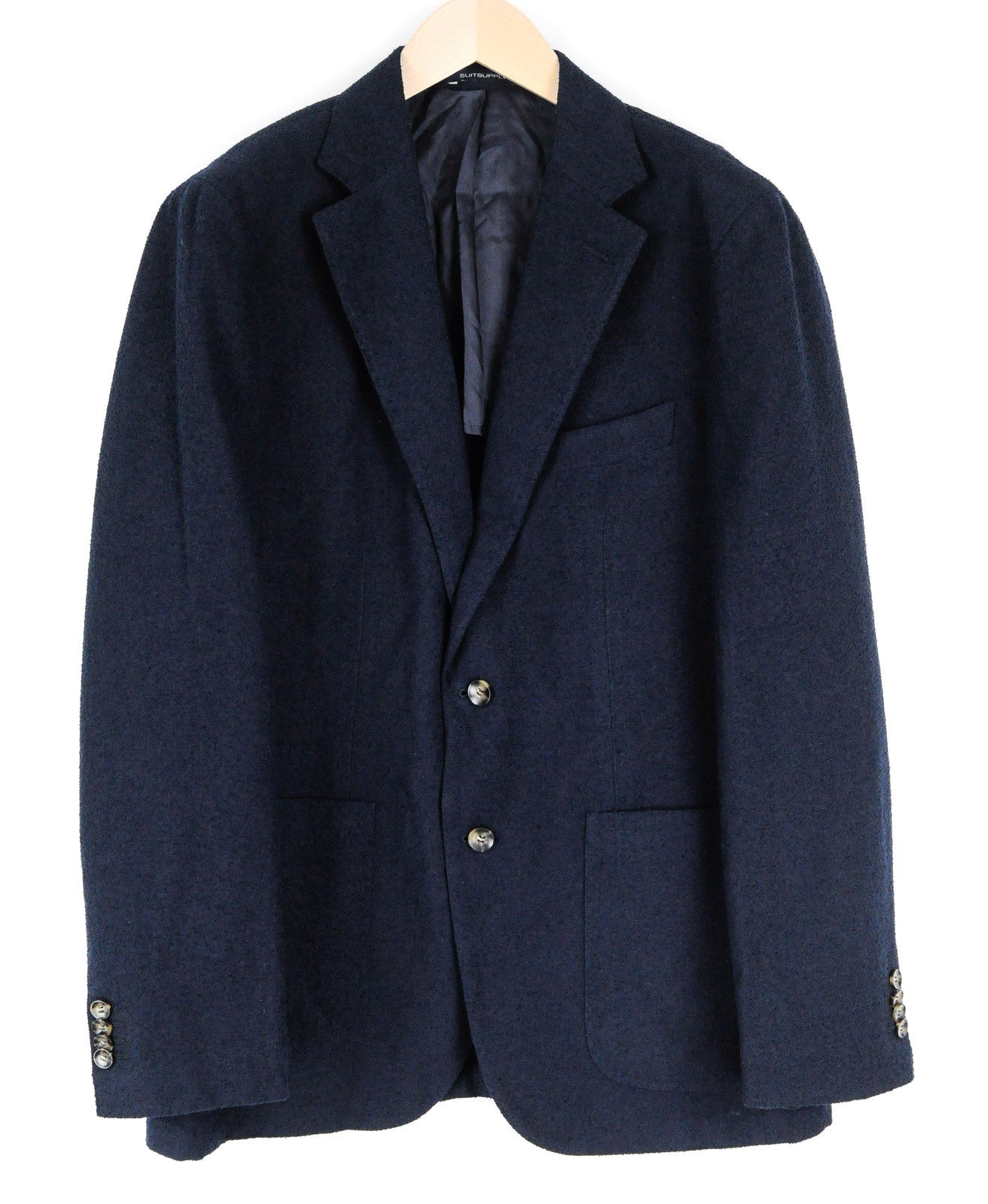 Vyriškas SUITSUPPLY Havanos švarkas UK44R Slim-on tamsiai mėlynas oficiali vilna medvilnė linas 