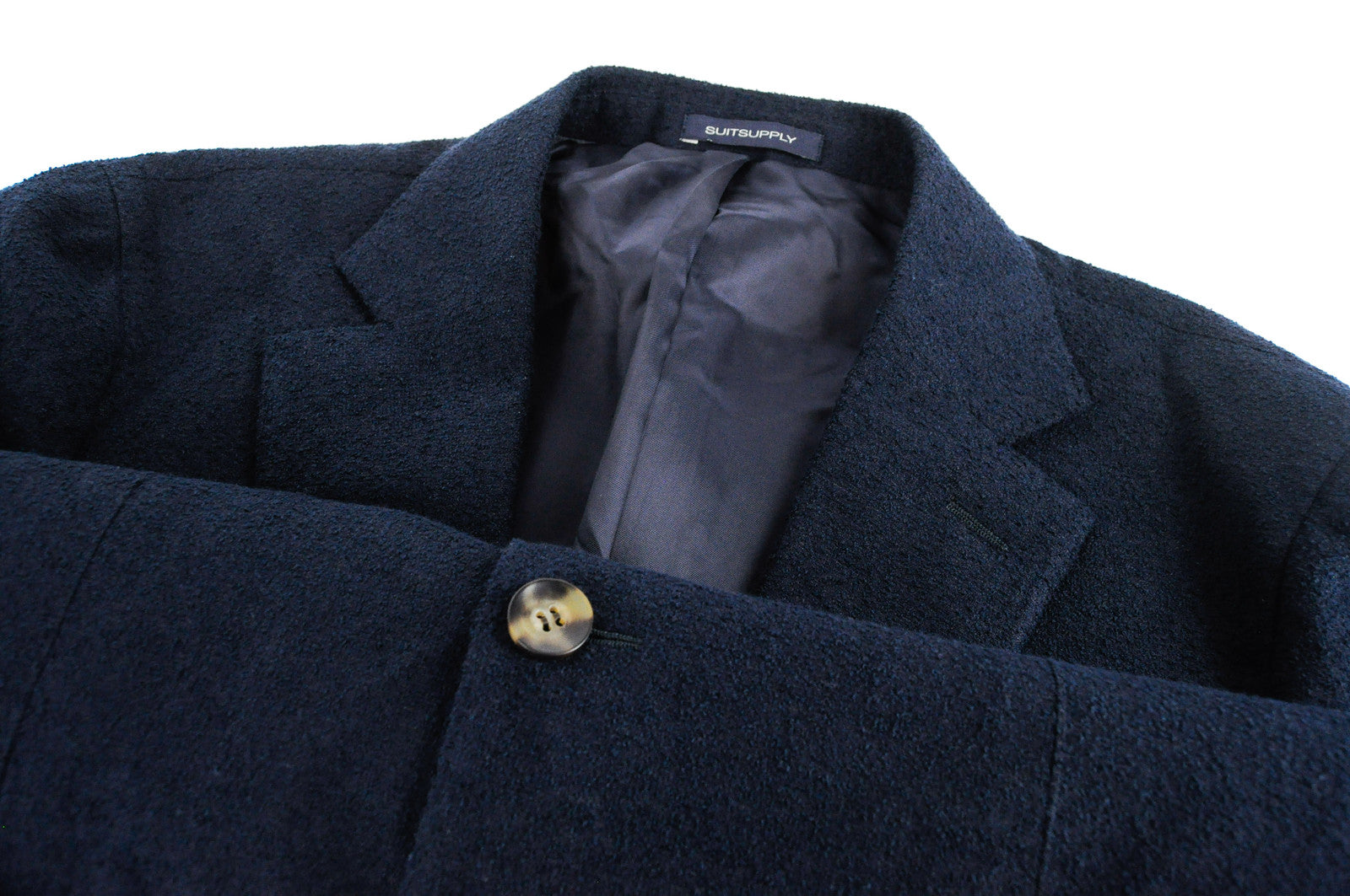 Vyriškas SUITSUPPLY Havanos švarkas UK44R Slim-on tamsiai mėlynas oficiali vilna medvilnė linas 