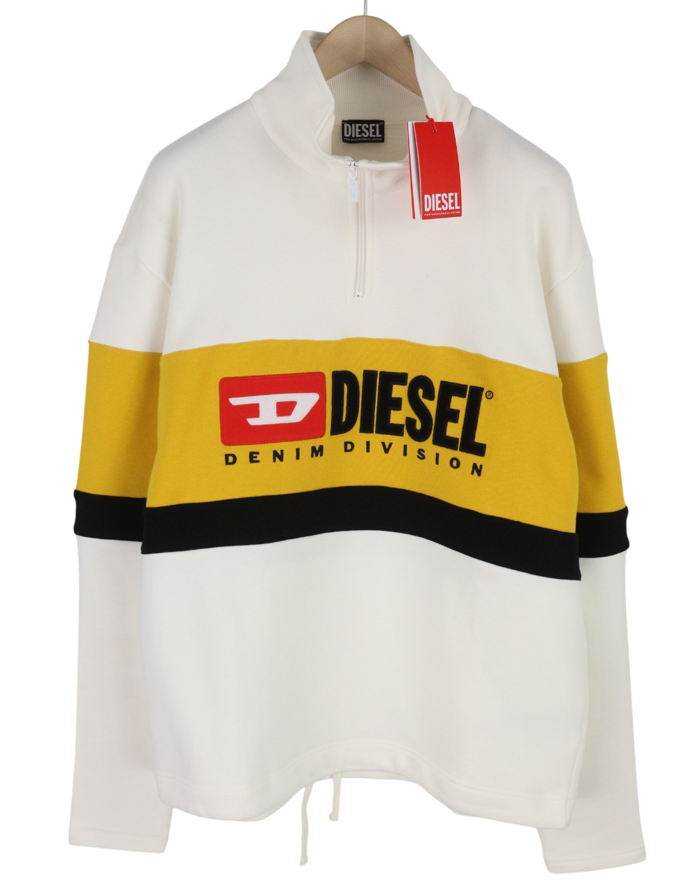 DIESEL S-Saint-Division vyriškas džemperis, 2XL, baltas, su puse užtrauktuko, rekomenduojama kaina – 225 € 