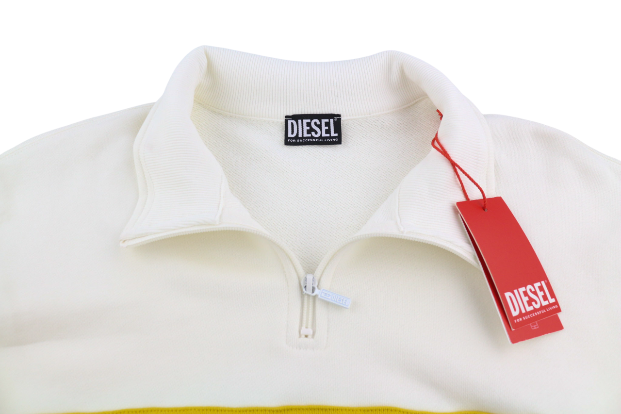 DIESEL S-Saint-Division vyriškas džemperis, 2XL, baltas, su puse užtrauktuko, rekomenduojama kaina – 225 € 