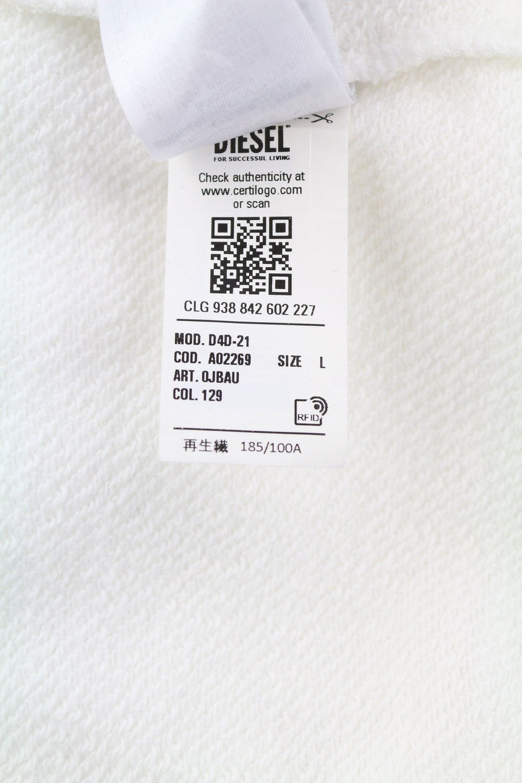 DIESEL D4D-21 vyriškas džemperis su gobtuvu L dydžio, baltas, medvilninis megztinis su kengūros kišene ir gobtuvu. RMK 175 € 