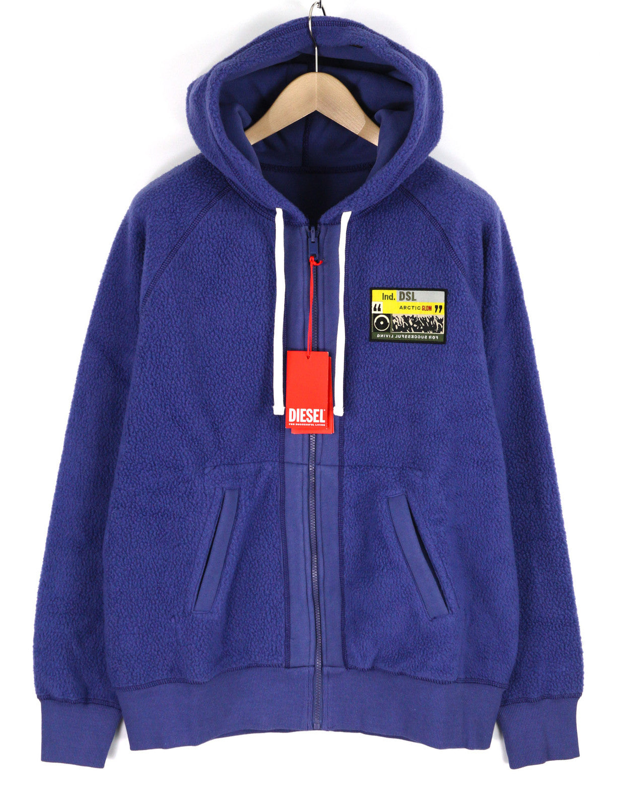 DIESEL S-Rummes-Zip-Rev vyriškas džemperis su gobtuvu M, mėlynas, su flisinėmis kišenėmis, didelis, rekomenduojama kaina – 250 € 