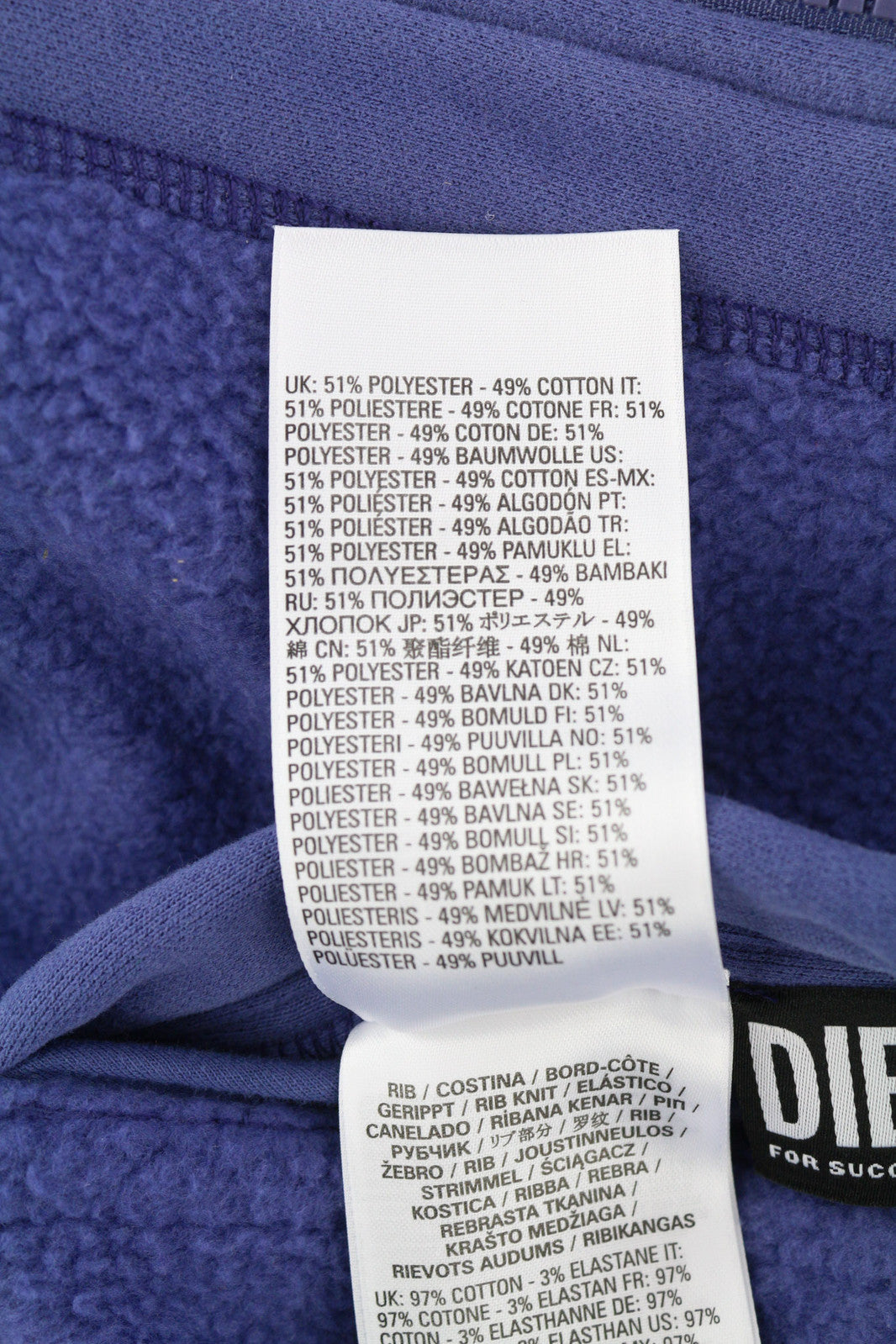 DIESEL S-Rummes-Zip-Rev vyriškas džemperis su gobtuvu M, mėlynas, su flisinėmis kišenėmis, didelis, rekomenduojama kaina – 250 € 