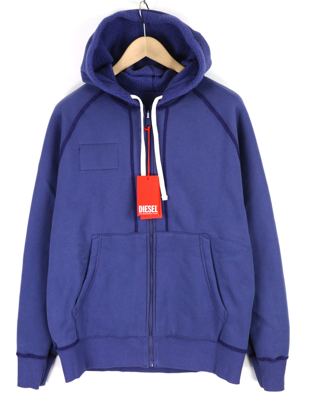DIESEL S-Rummes-Zip-Rev vyriškas džemperis su gobtuvu M, mėlynas, su flisinėmis kišenėmis, didelis, rekomenduojama kaina – 250 € 
