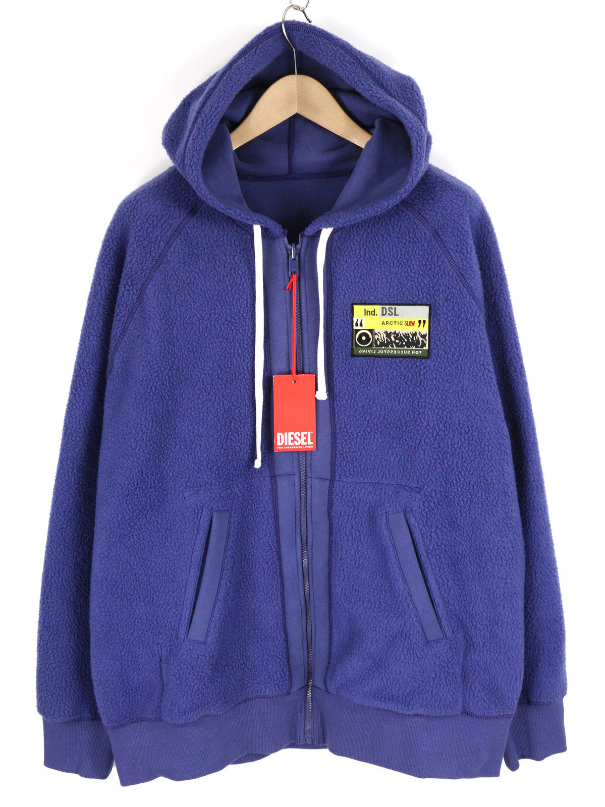 DIESEL S-Rummes-Zip-Rev vyriškas džemperis su gobtuvu, XL, mėlynas, rekomenduojama kaina – 250 €, su didelėmis flisinėmis kišenėmis 