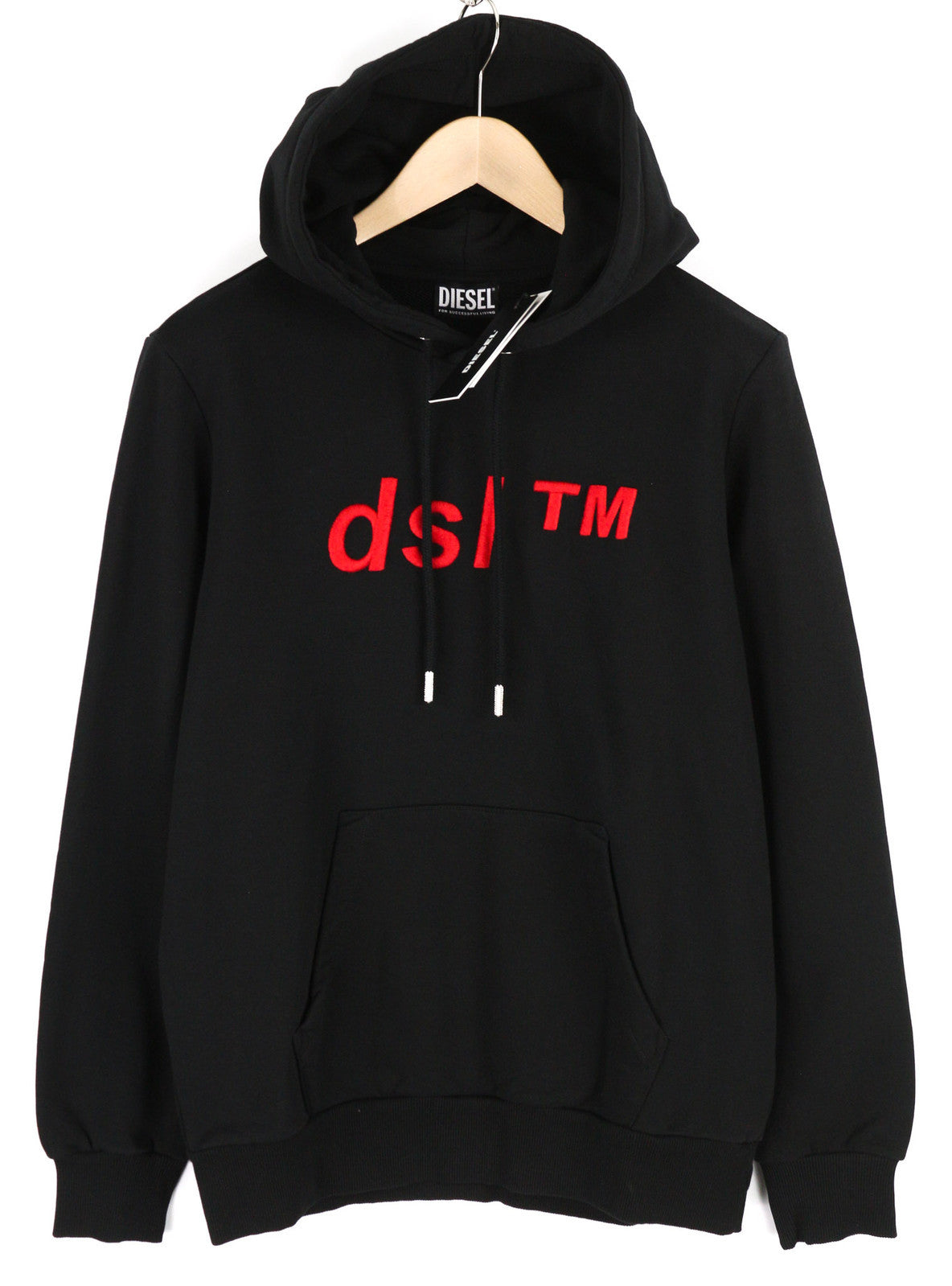 DIESEL S-Girk-Hood-B4 vyriškas džemperis su gobtuvu S, juodos spalvos, megztinis su kengūra, didelis dydis, RRP150