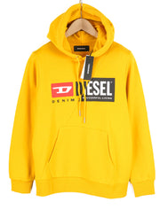 DIESEL S-Girk-Hood-Cuty vyriškas džemperis su gobtuvu S dydžio, geltonas, megztinis su kengūra, RRP 140 €, didelis dydis 