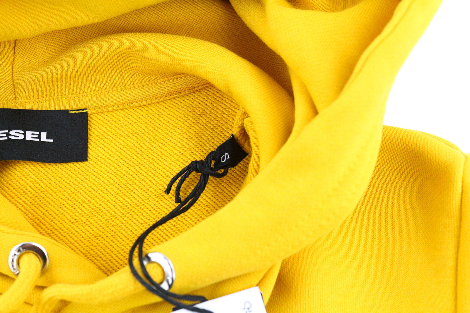 DIESEL S-Girk-Hood-Cuty vyriškas džemperis su gobtuvu S dydžio, geltonas, megztinis su kengūra, RRP 140 €, didelis dydis 