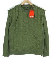 DIESEL S-Holty vyriškas džemperis, L, žalias, megztinis su pamušalu, dygsniuotas, RRP 225 € 