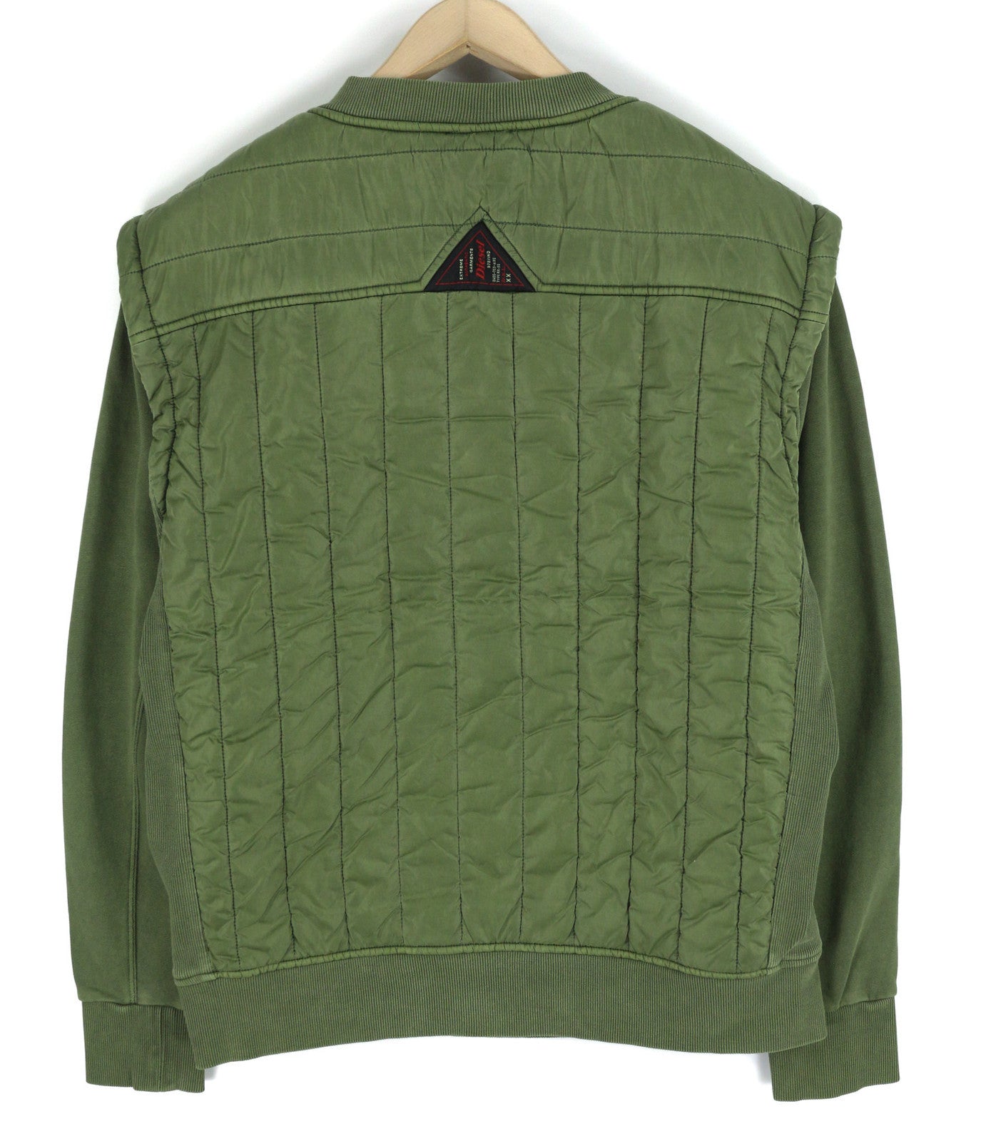 DIESEL S-Holty vyriškas džemperis, L, žalias, megztinis su pamušalu, dygsniuotas, RRP 225 € 