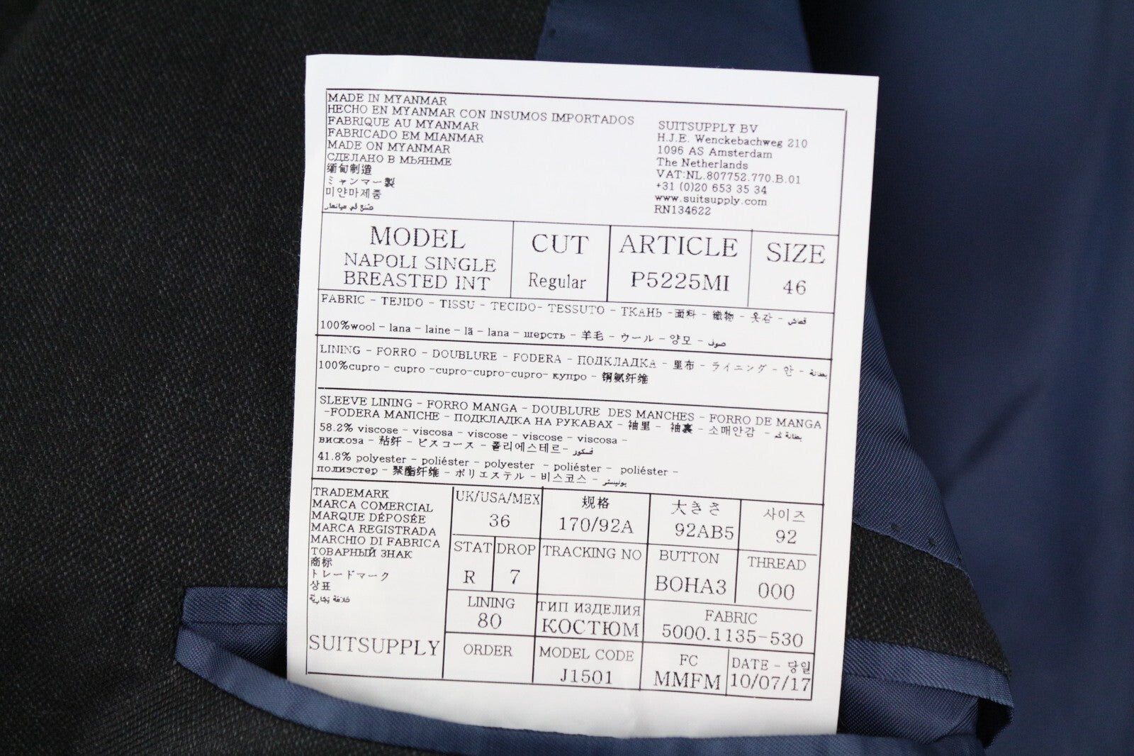 SUITSUPPLY Napoli kostiumas UK36R vyriškas Super 110's pilkas vilnonis dviejų dalių komplektas 