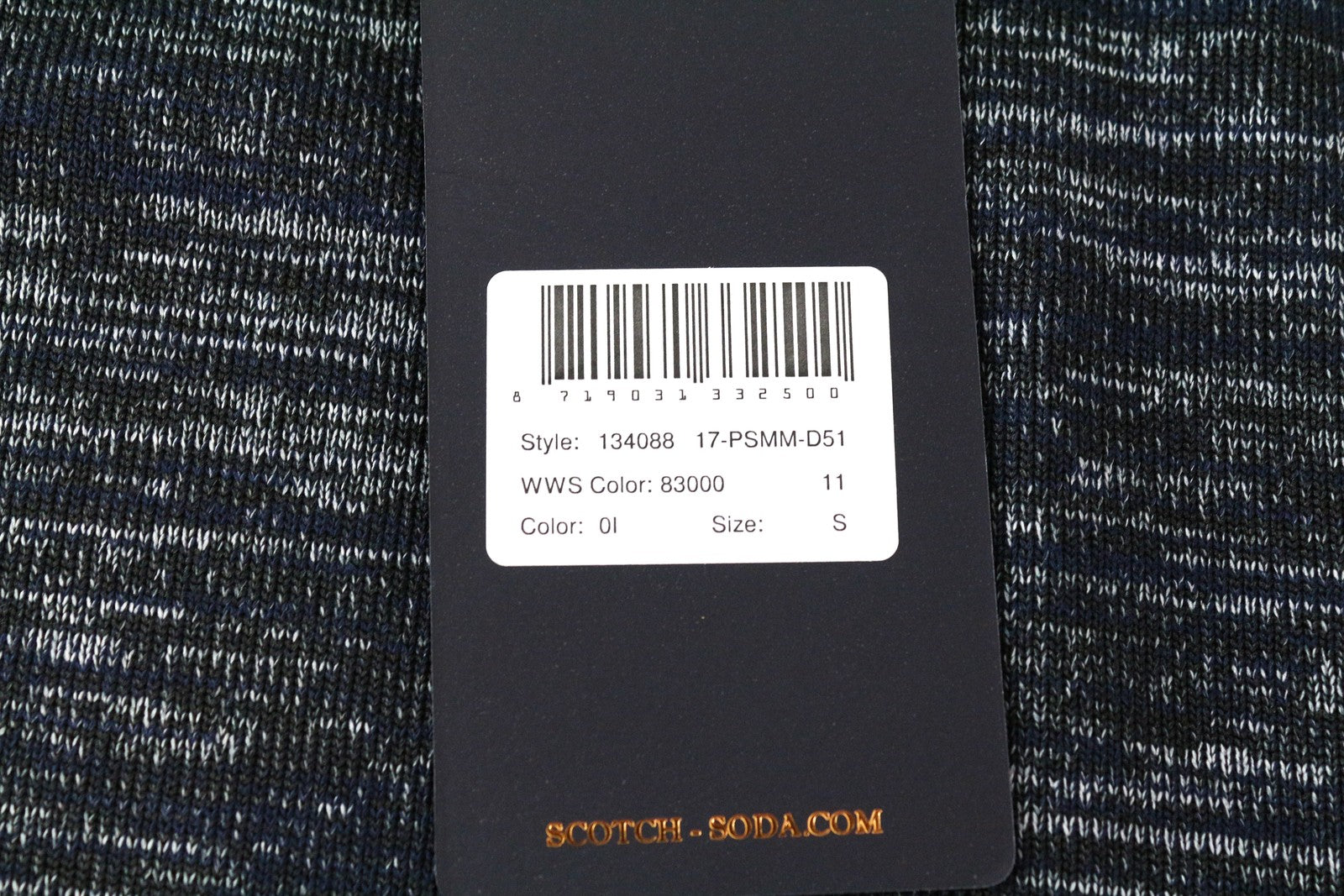 SCOTCH &amp; SODA Tamsiai mėlyni S dydžio vyriški marškinėliai su medvilnės mišinio trumpomis rankovėmis, tamprūs 