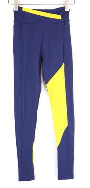 GYMSHARK violetinės/geltonos moteriškos XS dydžio tamprės su kišenėmis 