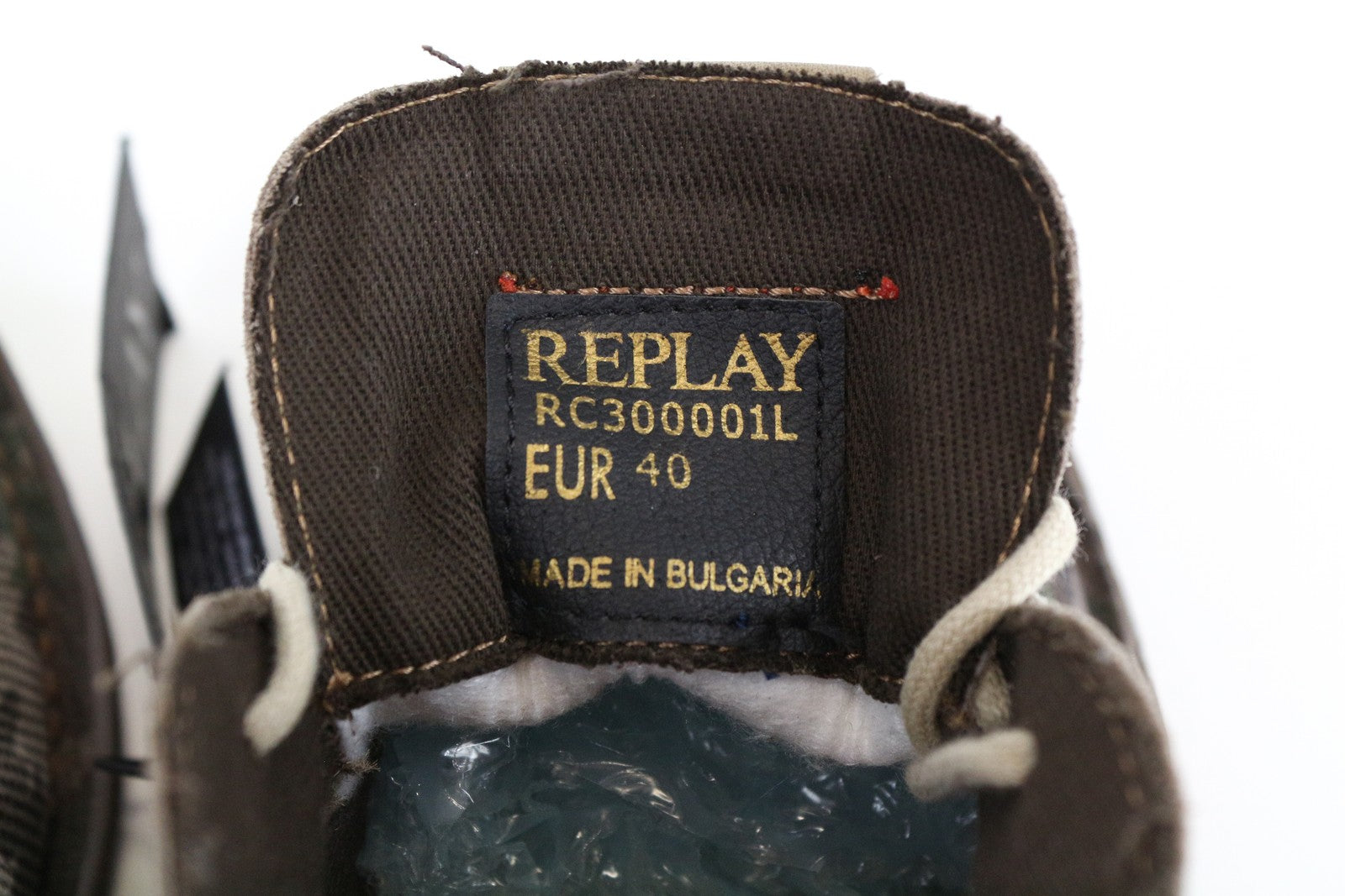 REPLAY EU40 Men's Military Shoes Brown Green Pattern High-Top Laced