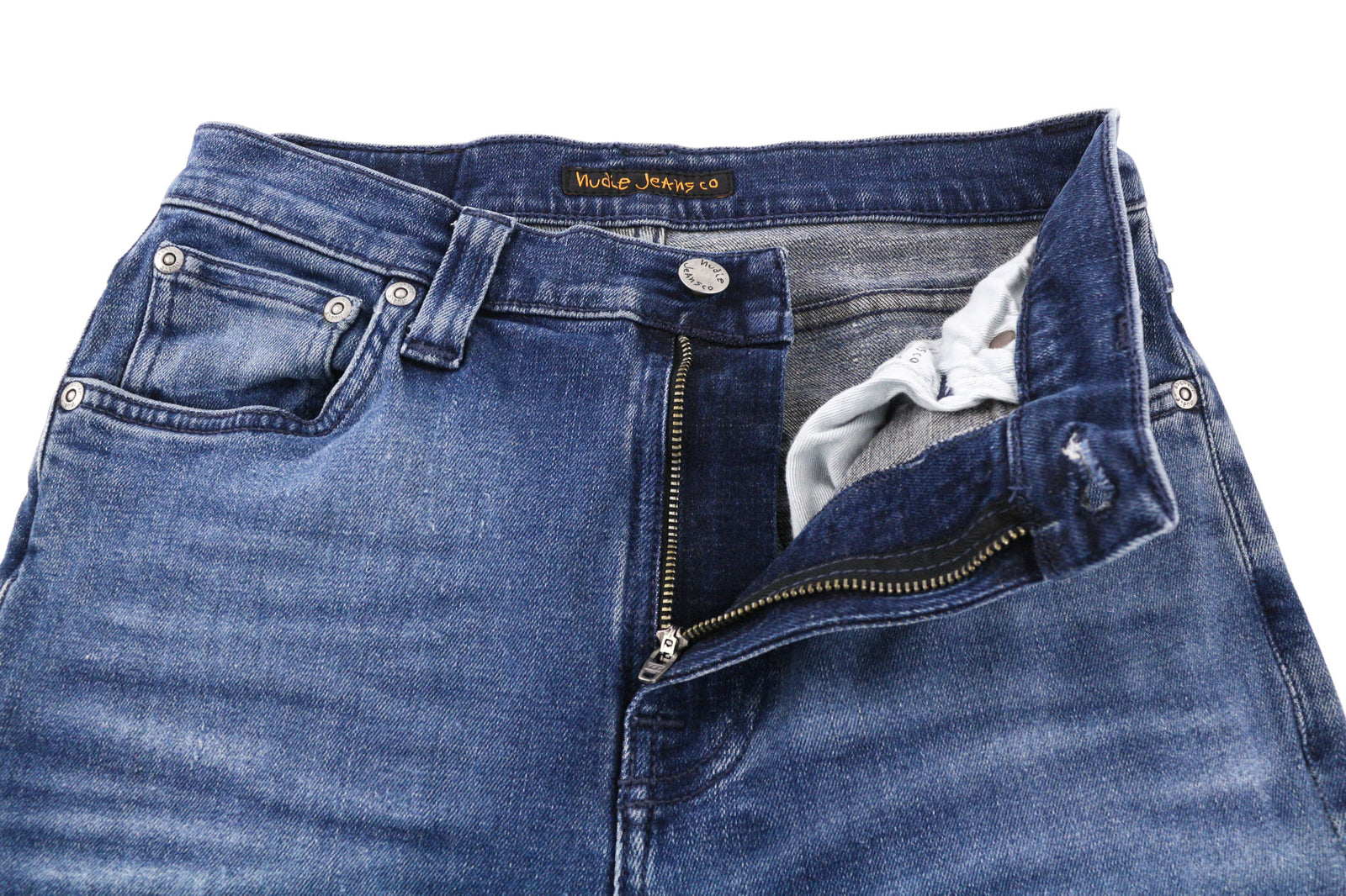 NUDIE JEANS Vyriški Džinsai High Kai W28/L30 Slim mėlyni, tamprūs, skalbti 