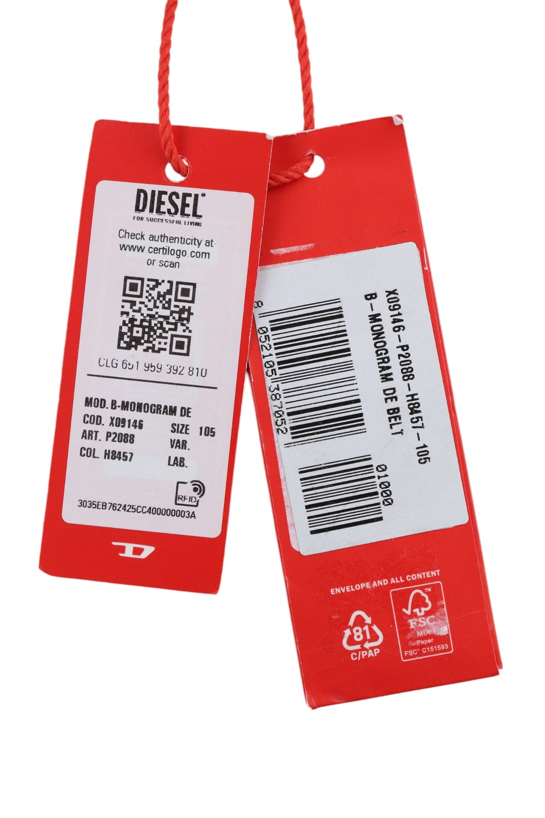 DIESEL B-Monogram vyriškas diržas, 105 cm, mėlynos odos, džinsinio rašto, laisvalaikio stiliaus, rekomenduojama kaina – 150 € 