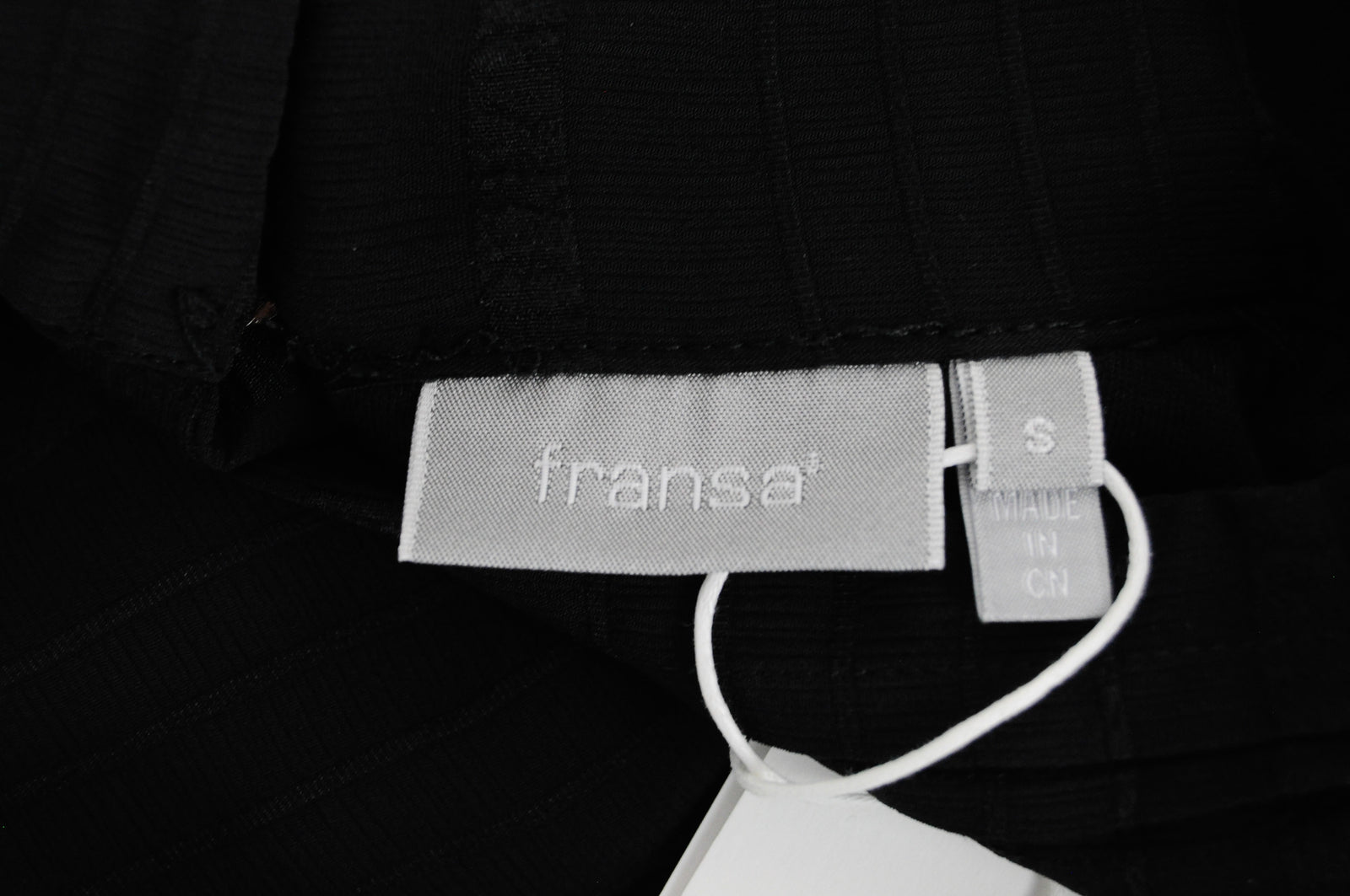 FRANSA Women Dress S Black Round Neck Long Sleeved Pleated Mid-Length Lined