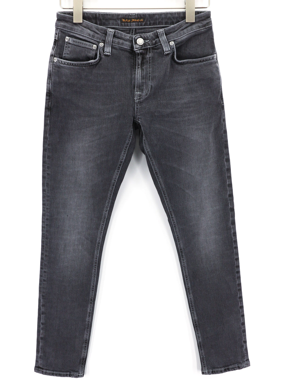 NUDIE JEANS Skinny Lin vyriški džinsai W29/L30 aptempti, skalbtos medvilnės tamprūs, pilki 