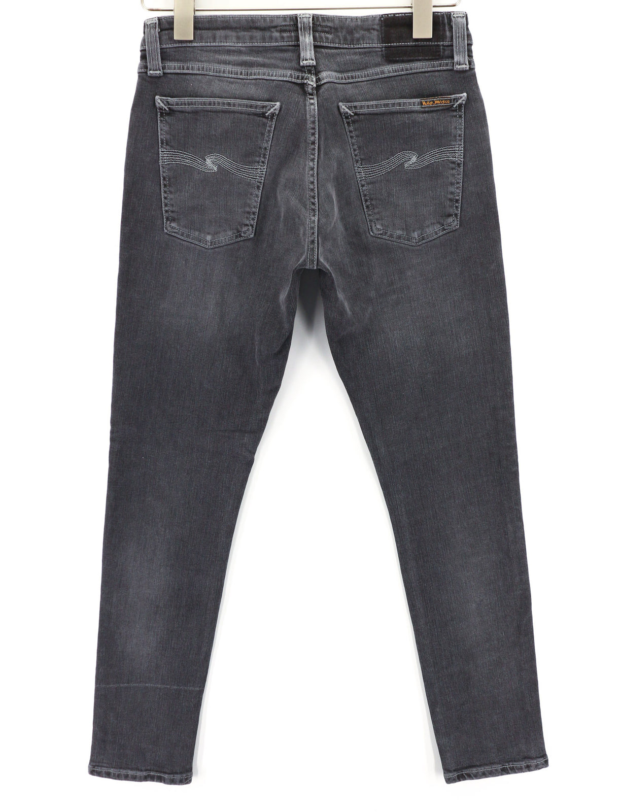 NUDIE JEANS Skinny Lin vyriški džinsai W29/L30 aptempti, skalbtos medvilnės tamprūs, pilki 