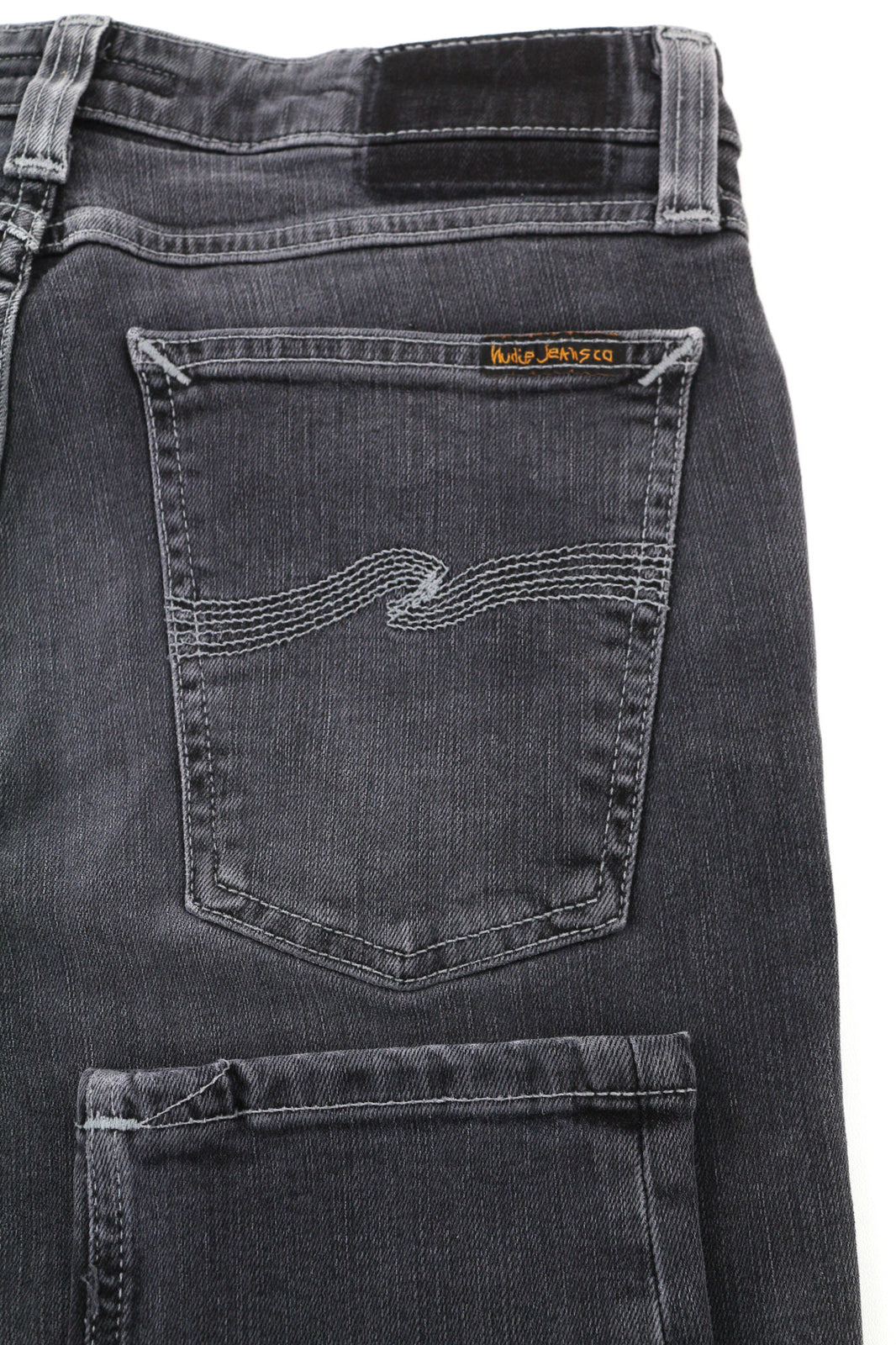 NUDIE JEANS Skinny Lin vyriški džinsai W29/L30 aptempti, skalbtos medvilnės tamprūs, pilki 