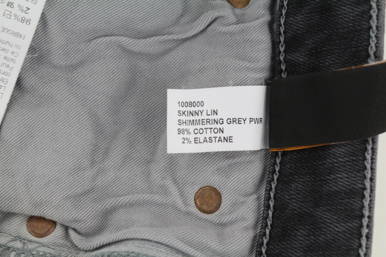 NUDIE JEANS Skinny Lin vyriški džinsai W29/L30 aptempti, skalbtos medvilnės tamprūs, pilki 