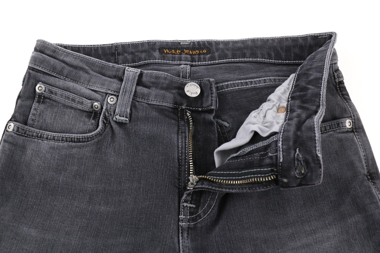 NUDIE JEANS Skinny Lin Men Jeans W28/L30 Tight Cotton Stretch Shimmering Grey