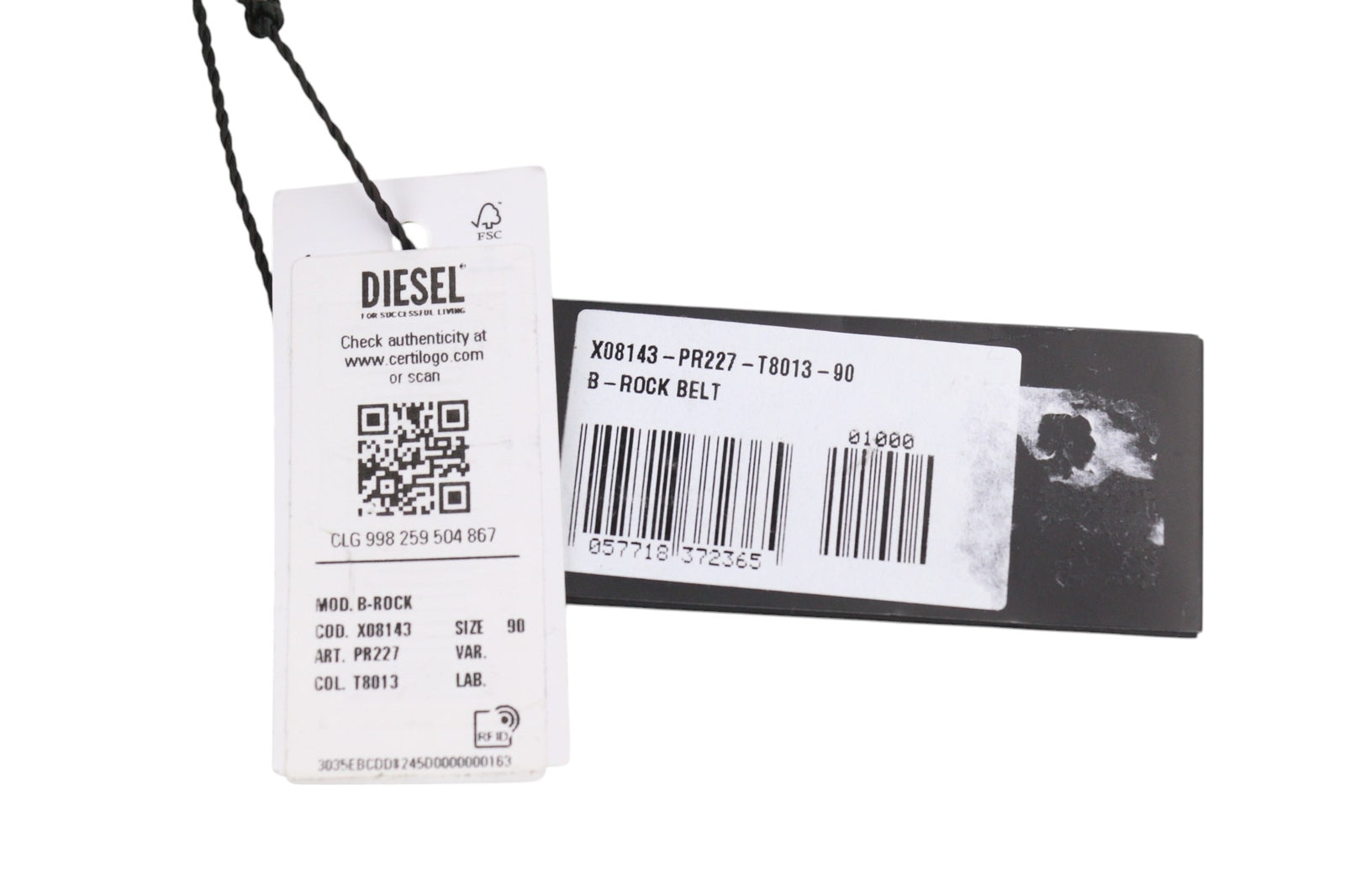 DIESEL B-Rock vyriškas diržas, 90 cm, juodas, 100 % odinis, su kilpelėmis, rekomenduojama kaina – 80 € 