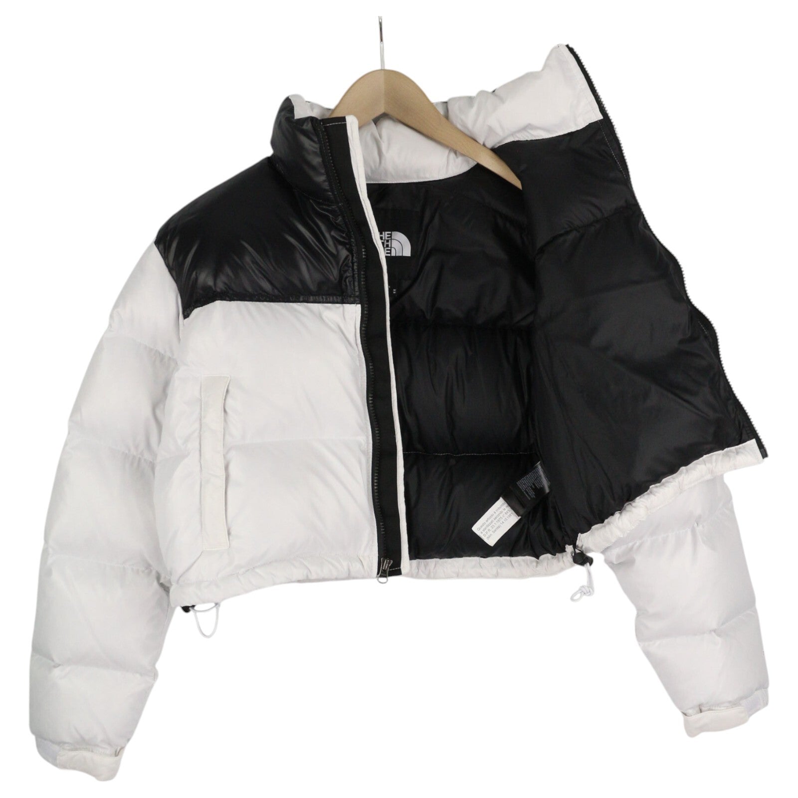 THE NORTH FACE Nuptse trumpa moteriška striukė M, balta, 700 pūkų izoliacija, dygsniuota 