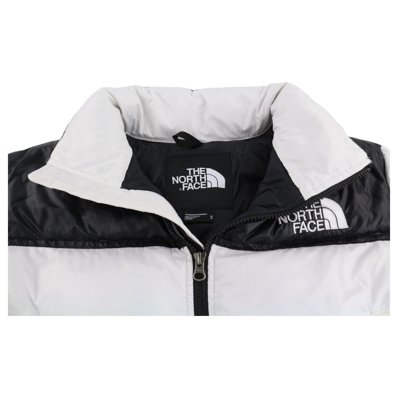 THE NORTH FACE Nuptse trumpa moteriška striukė M, balta, 700 pūkų izoliacija, dygsniuota 
