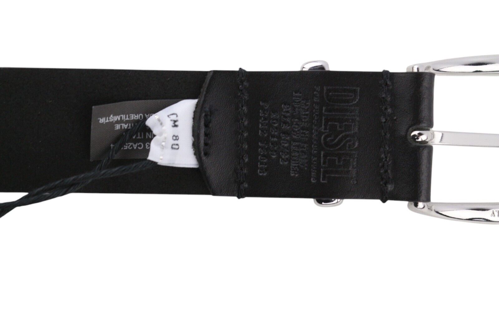 DIESEL B-Burny moteriškas diržas, 80 cm, juodas, natūralios odos, metalinės detalės, rekomenduojama kaina – 180 € 