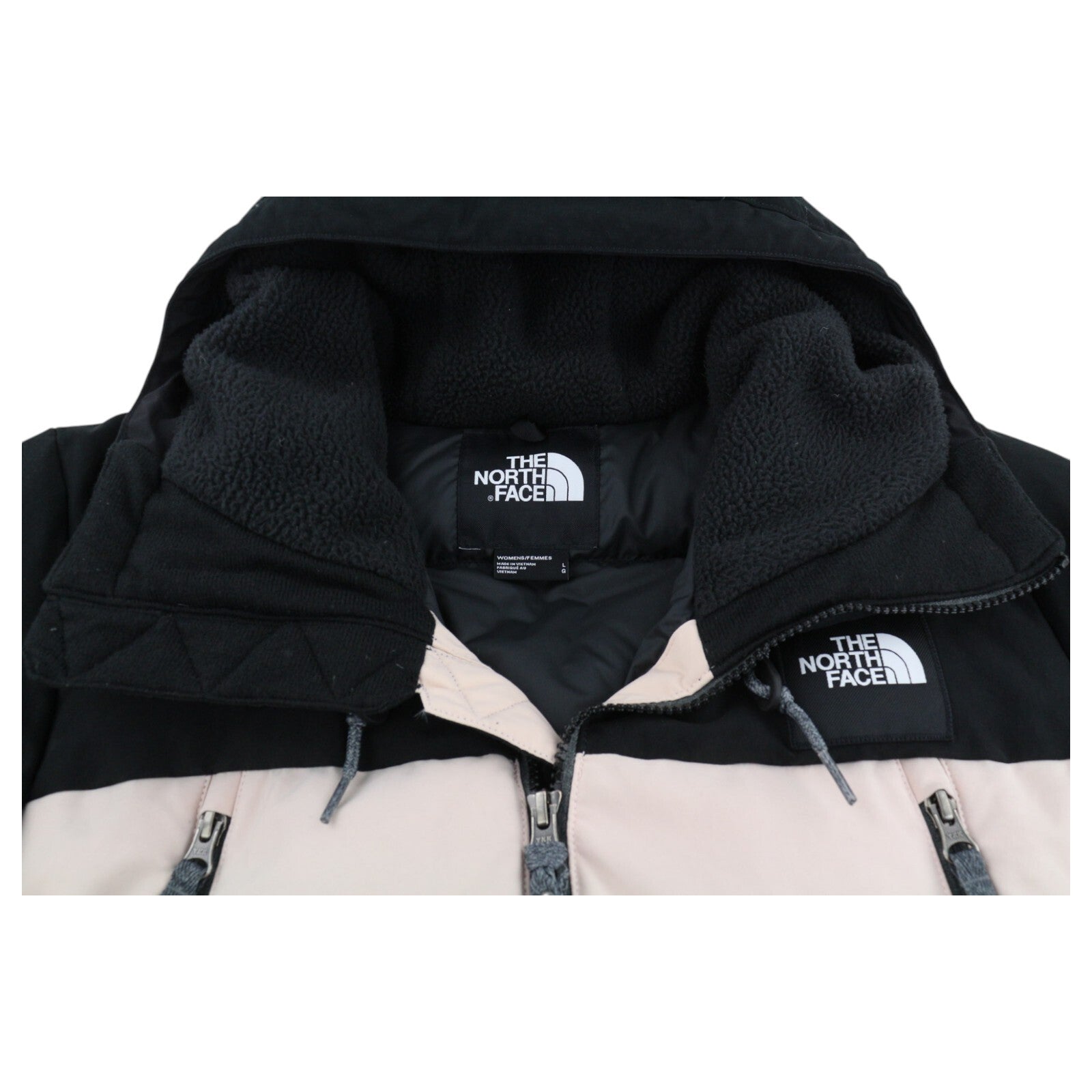 THE NORTH FACE Pallie moteriška striukė su sniego pūkų izoliacija ir pamušalu, L dydžio, su gobtuvu ir pamušalu, slidinėjimo logotipu. 