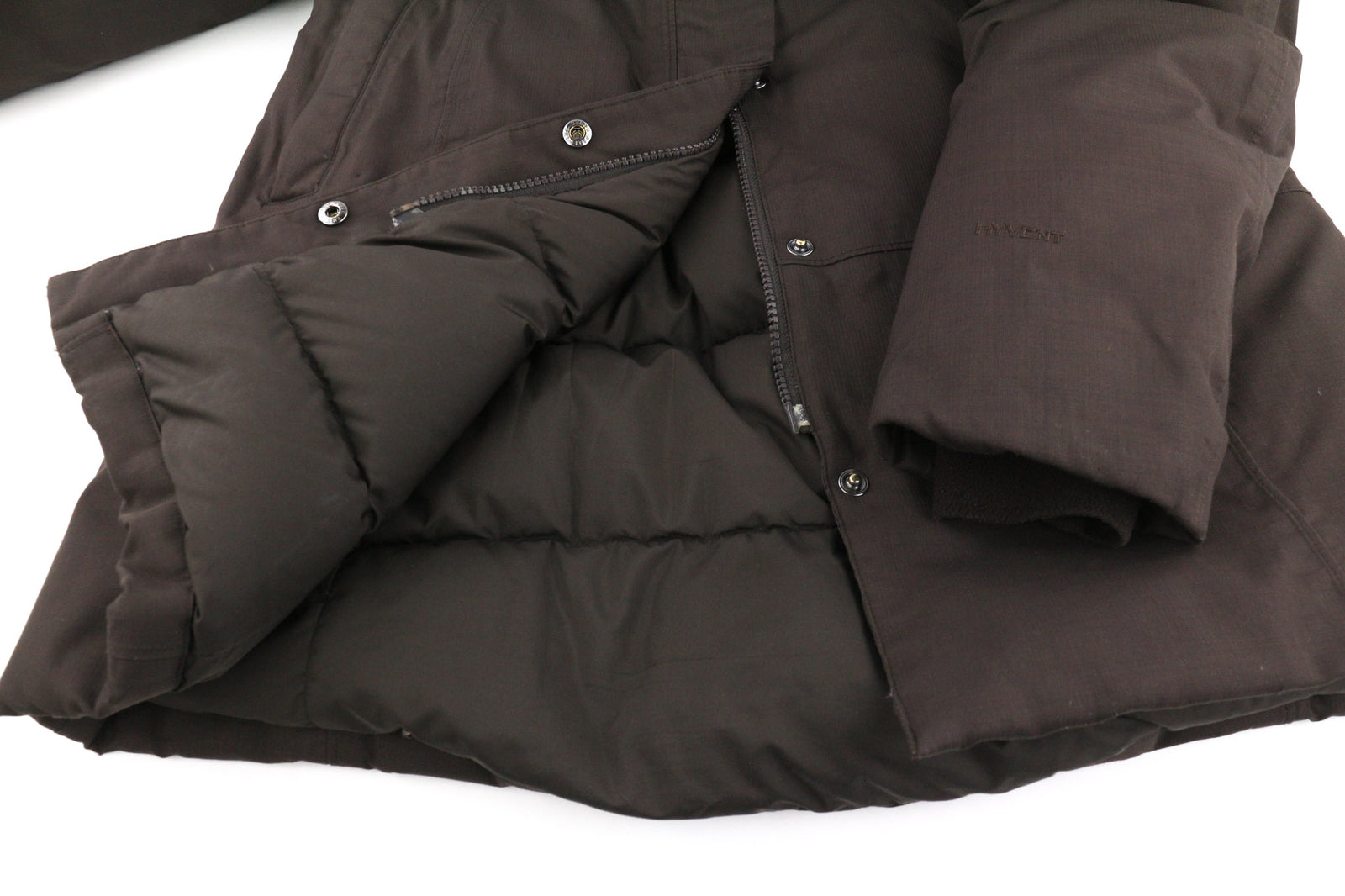 THE NORTH FACE moteriška striukė S ruda parka su žąsų pūkų izoliacija ir gobtuvu su logotipu 