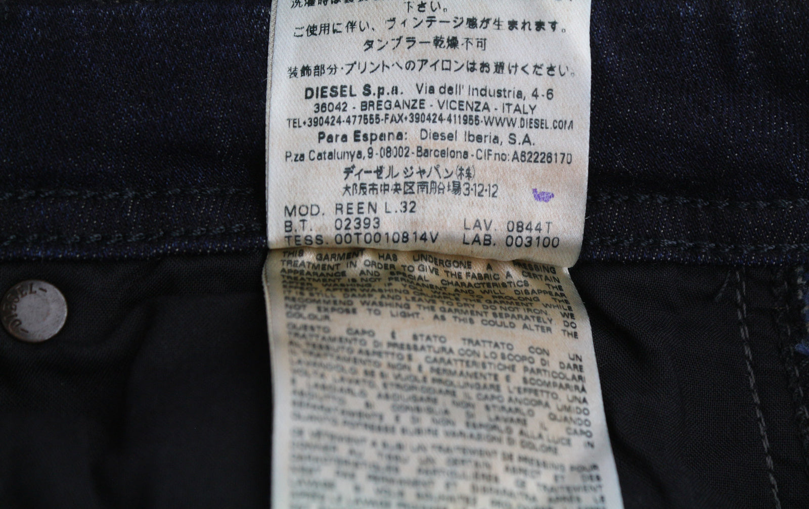 DIESEL D.N.A. Reen 0844T Women Jeans W26/L32  Regular Straight Stretch Distress