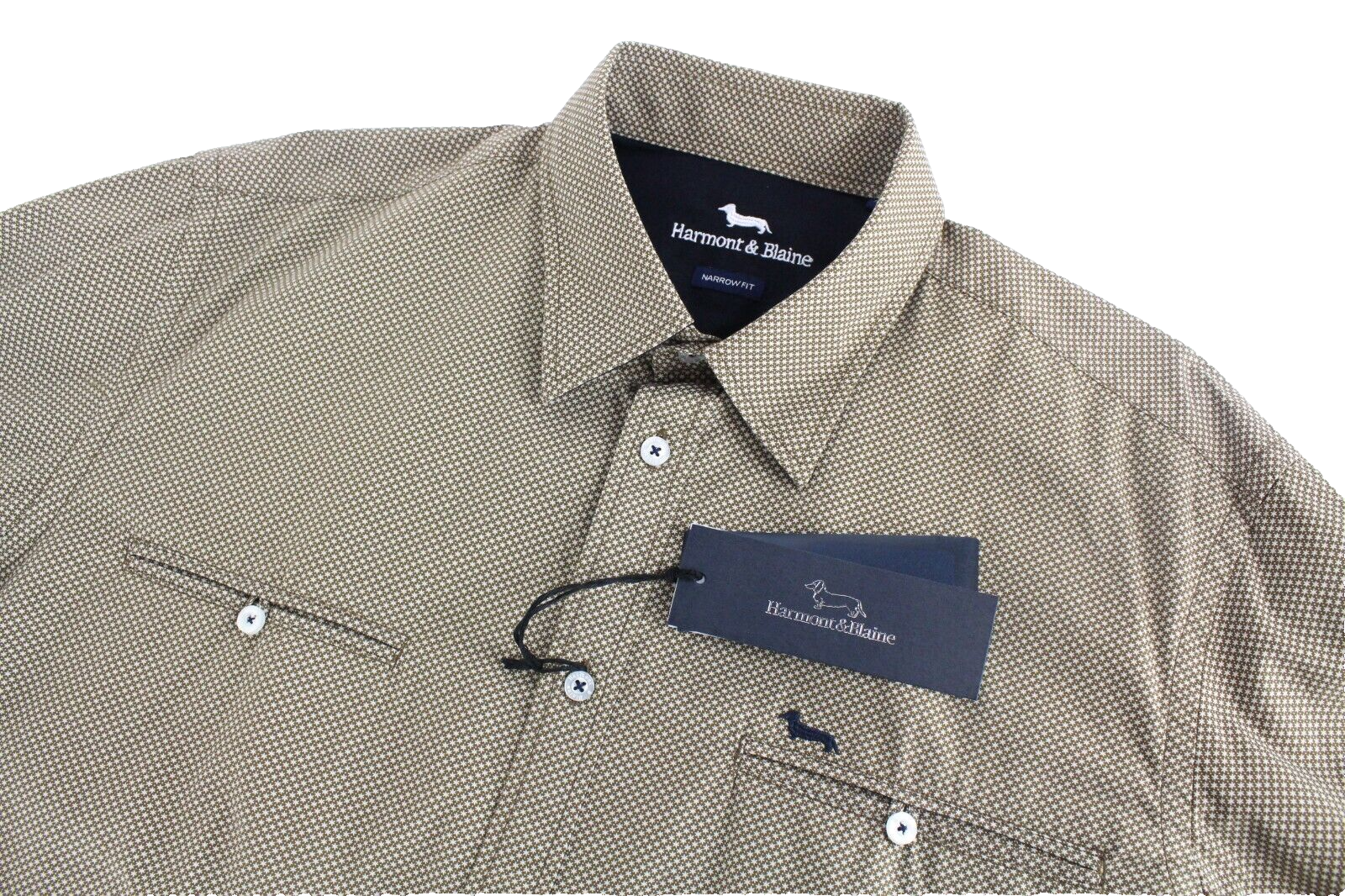 HARMONT &amp; BLAINE vyriški marškiniai su besiūlėmis kišenėmis, gėlėtu raštu ir siauru kirpimu, 3XL dydžio 