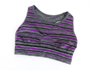 SWEATY BETTY Grey Purple Stripe Sports Bra S Women's Sleeveless Workout