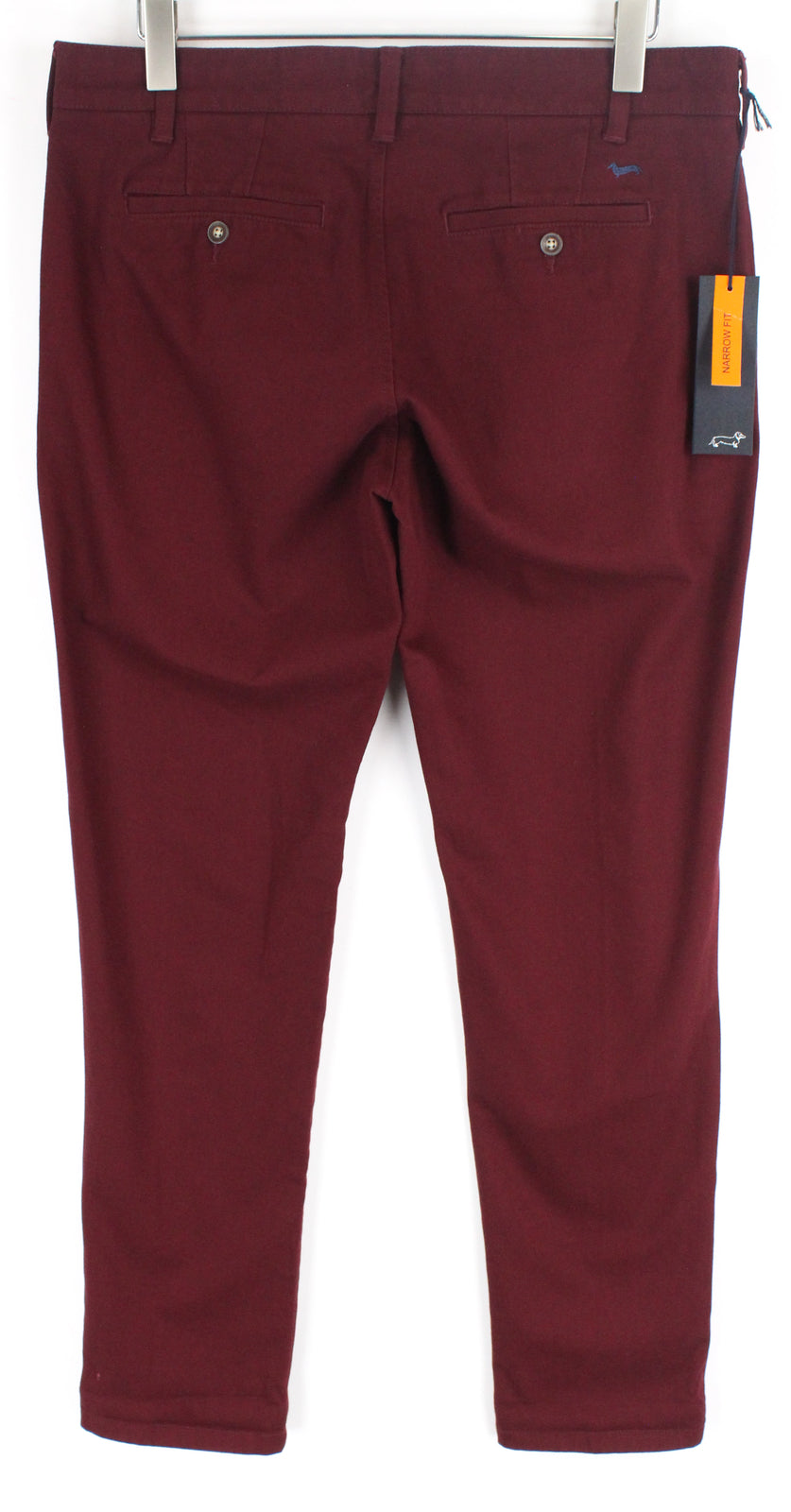 HARMONT & BLAINE Men Trousers 50 Burgundy Red Narrow Fit Stretch Twill Pocketed